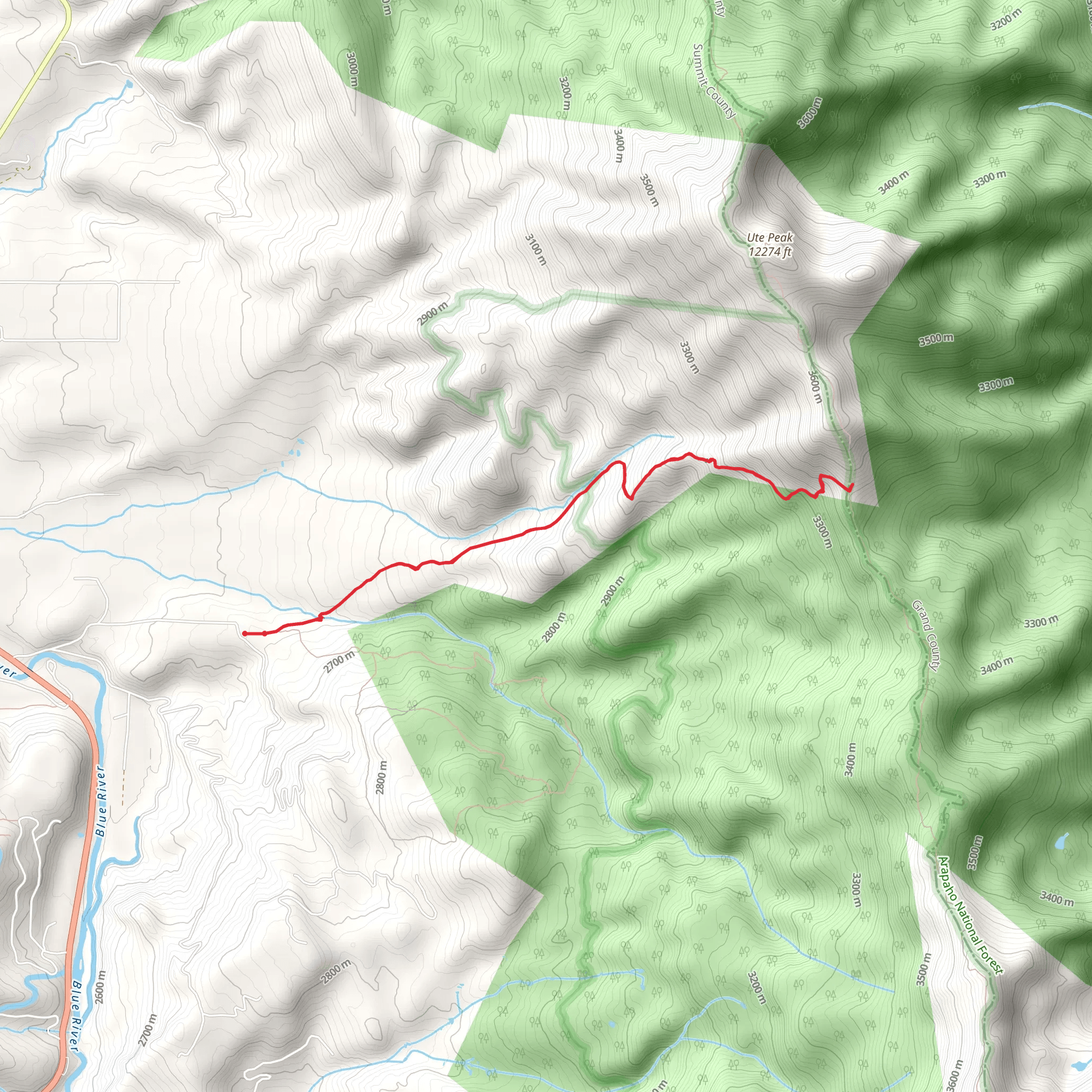 Acorn Creek Trail Out and Back mobile static map