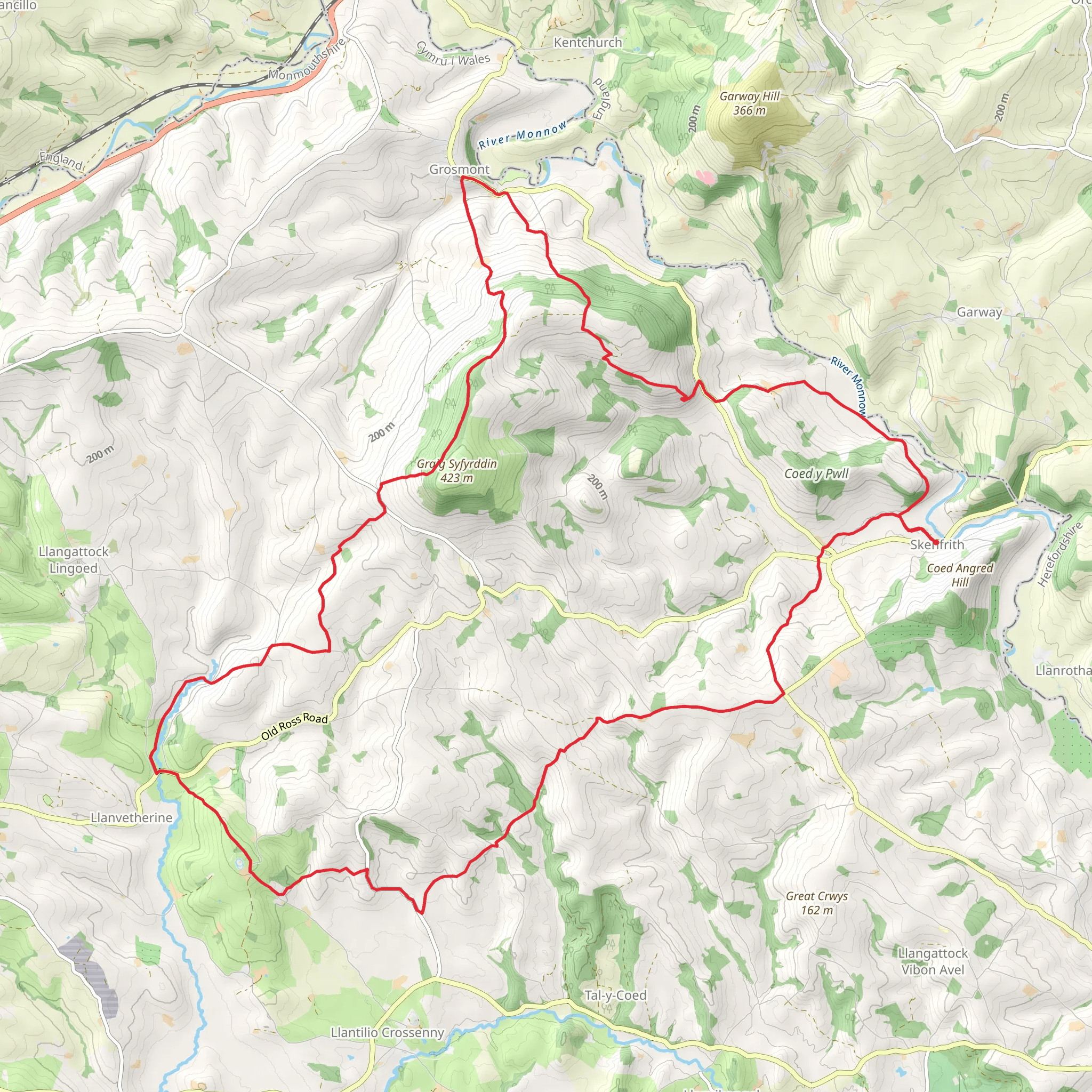 Three Castles Walk - Monmouthshire mobile static map