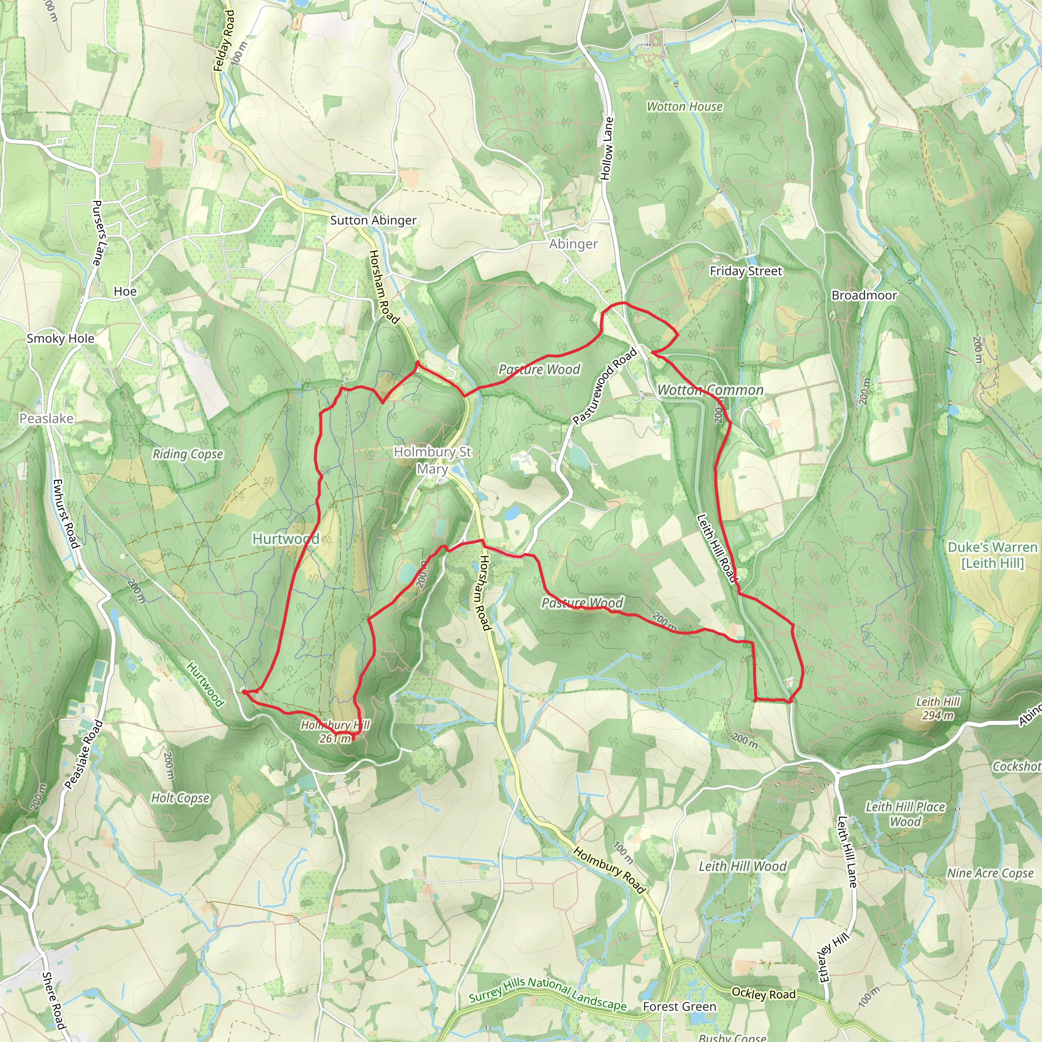 Circular Walk around Holmbury St Mary mobile static map