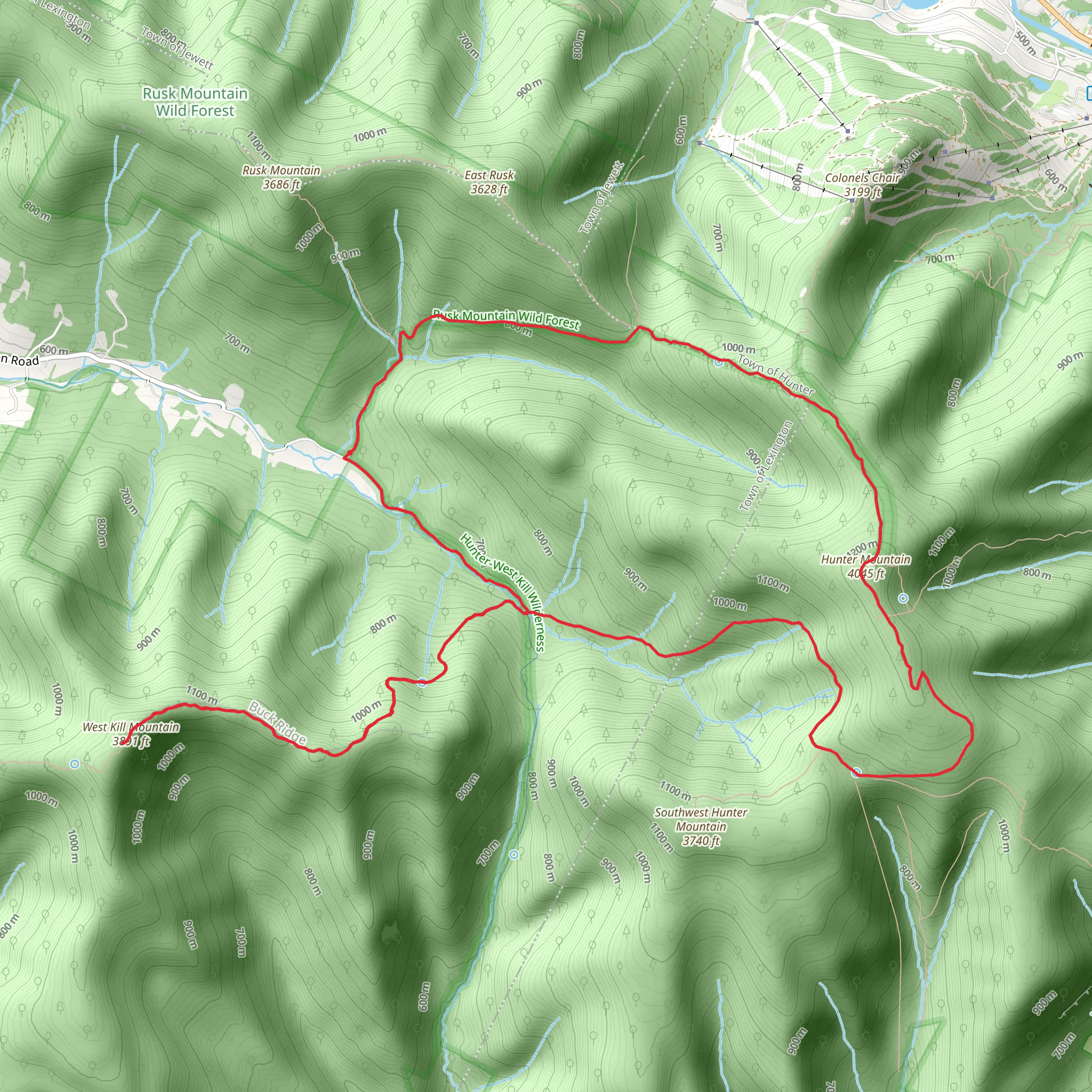 West Kill Mountain via Devil's Path and Spruceton Horse Trail Loop mobile static map
