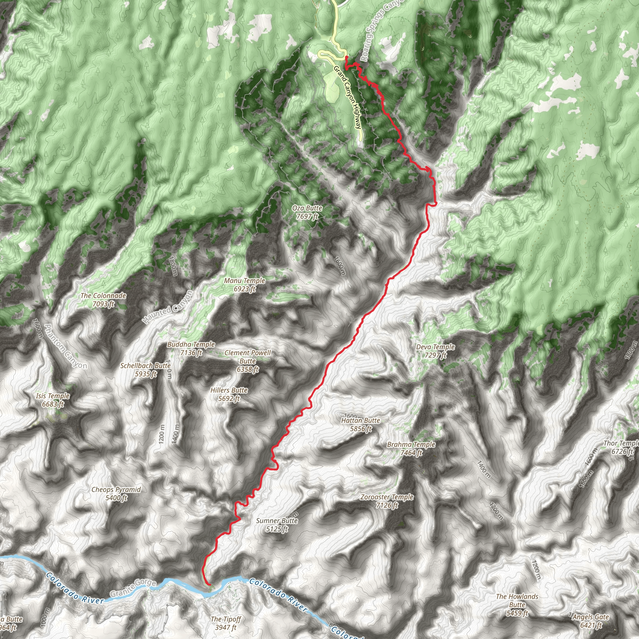 North Kaibab Trail mobile static map