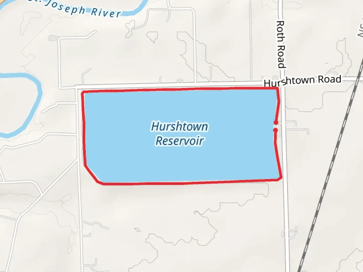 An image depicting the trail Hurshtown Reservoir Loop and its surrounding area.