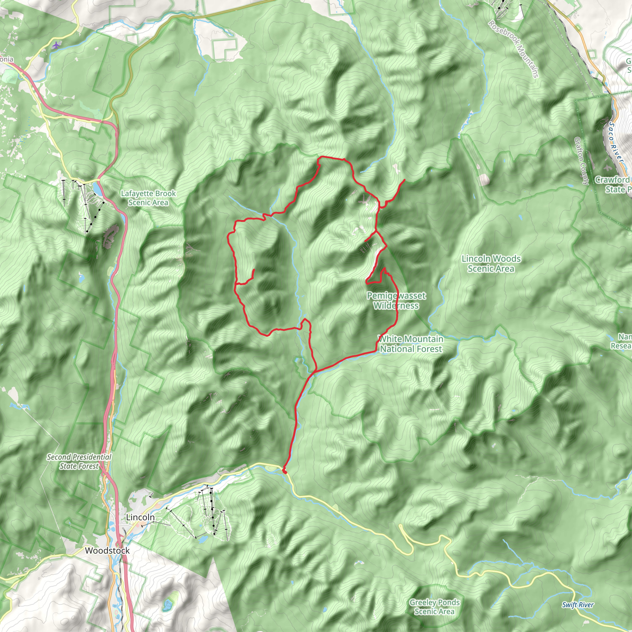 Bondcliff to Mount Bond to Mount Guyot to Owls Head Loop mobile static map