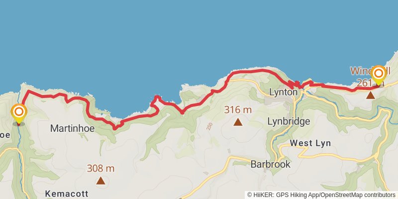 South West Coast Path - Minehead to Combe Martin stage 3 Map