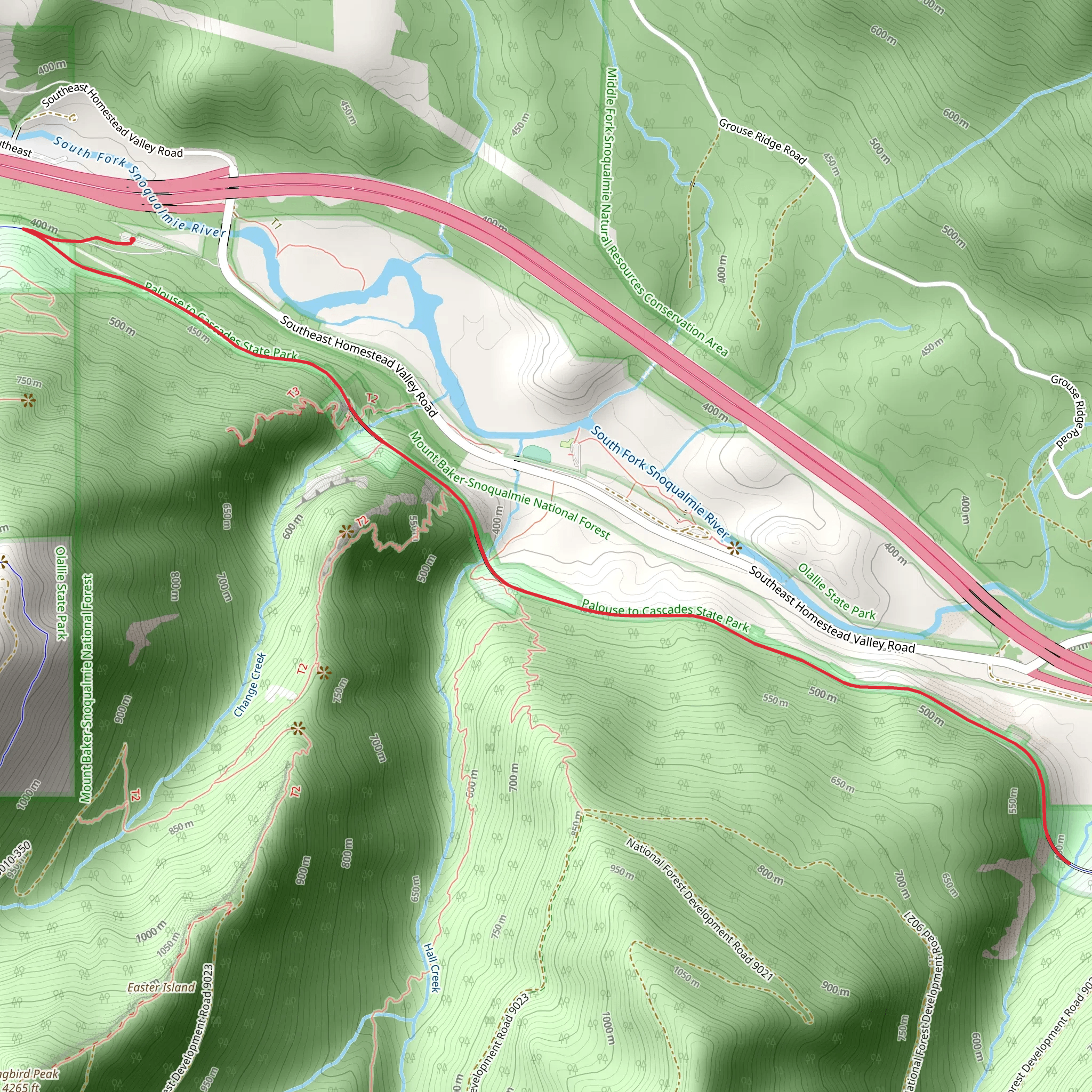 Mine Creek via Palouse to Cascade State Park Trail mobile static map