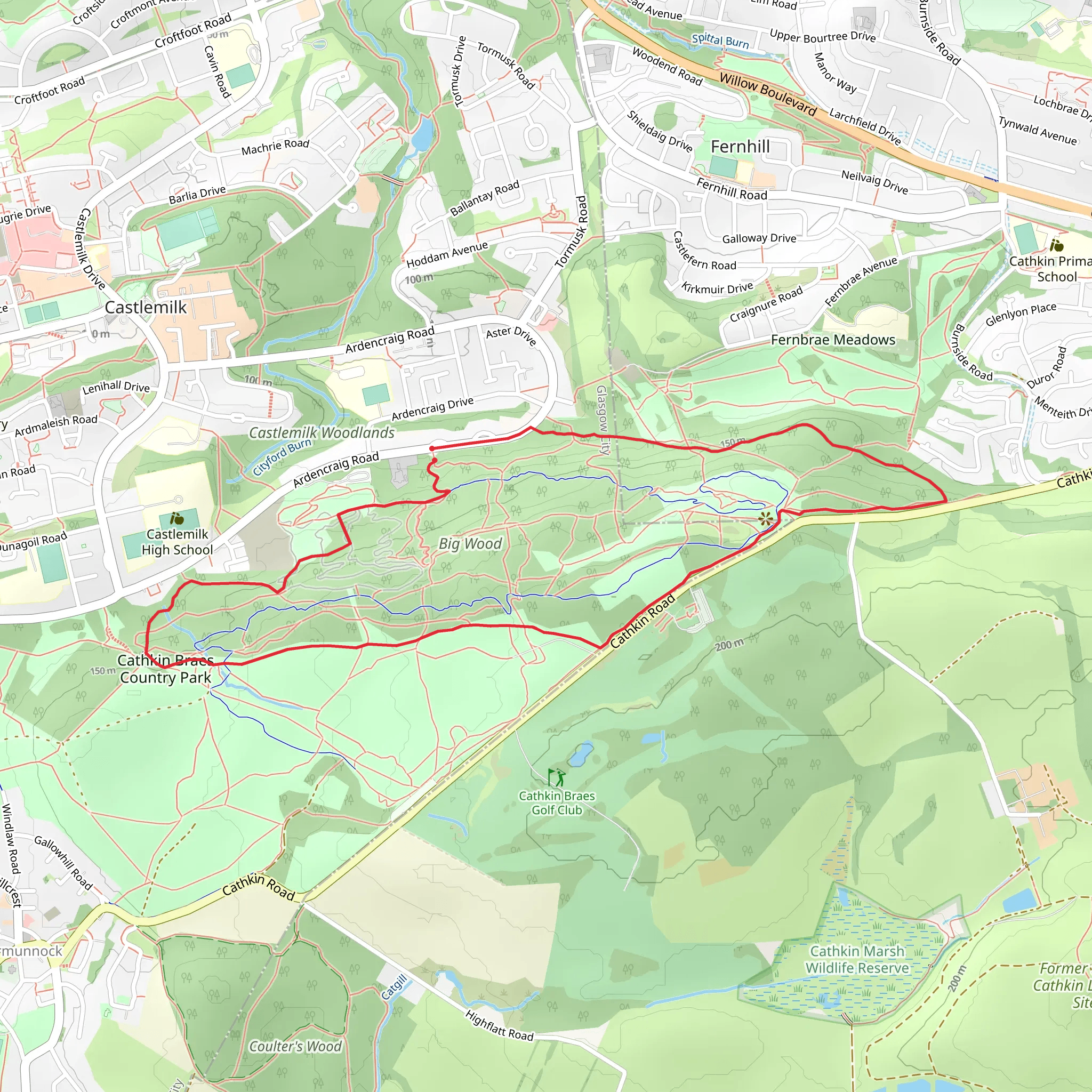 Cathkin Braes Country Park Loop mobile static map