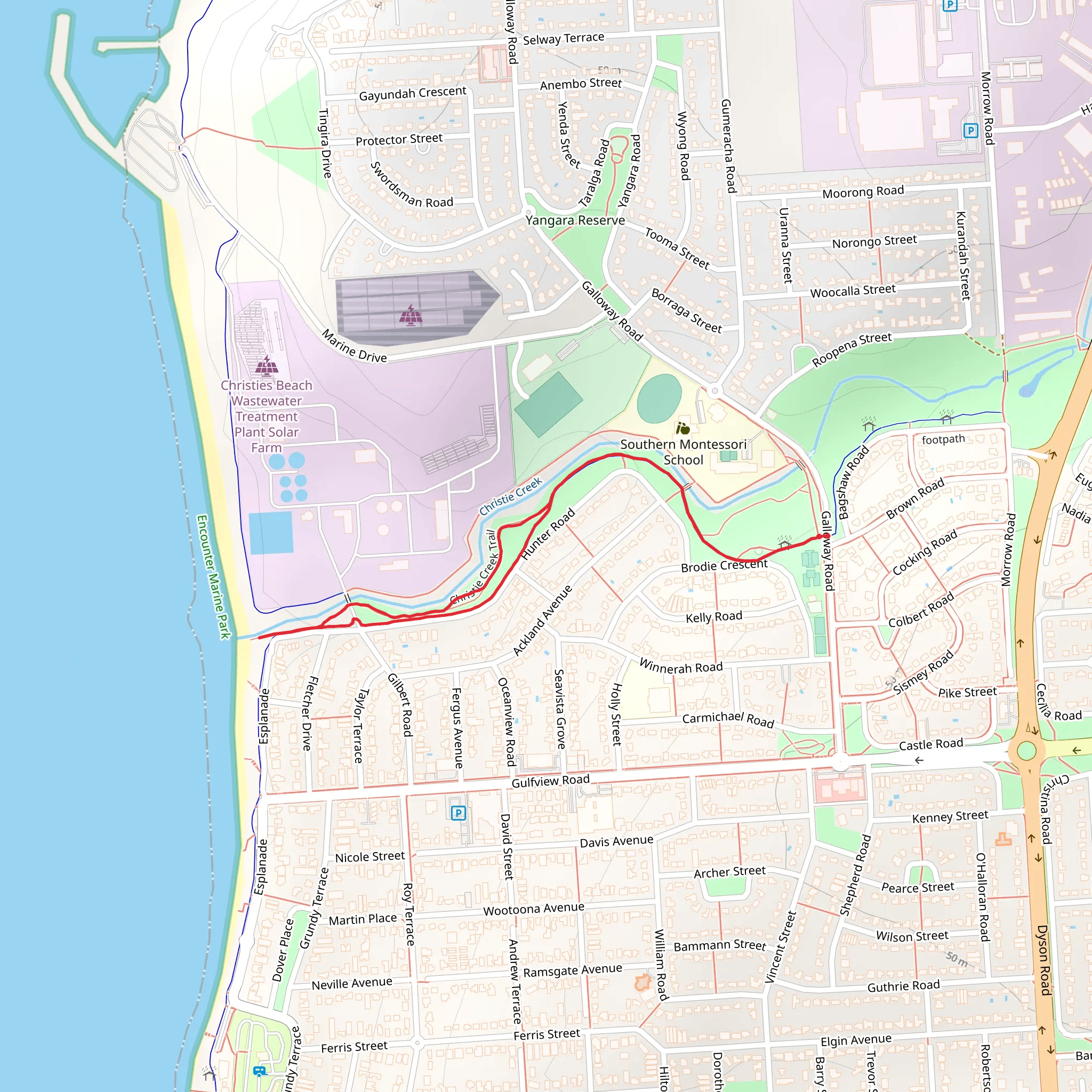 Christie Creek Trail - Galway Road to the Beach Walk mobile static map