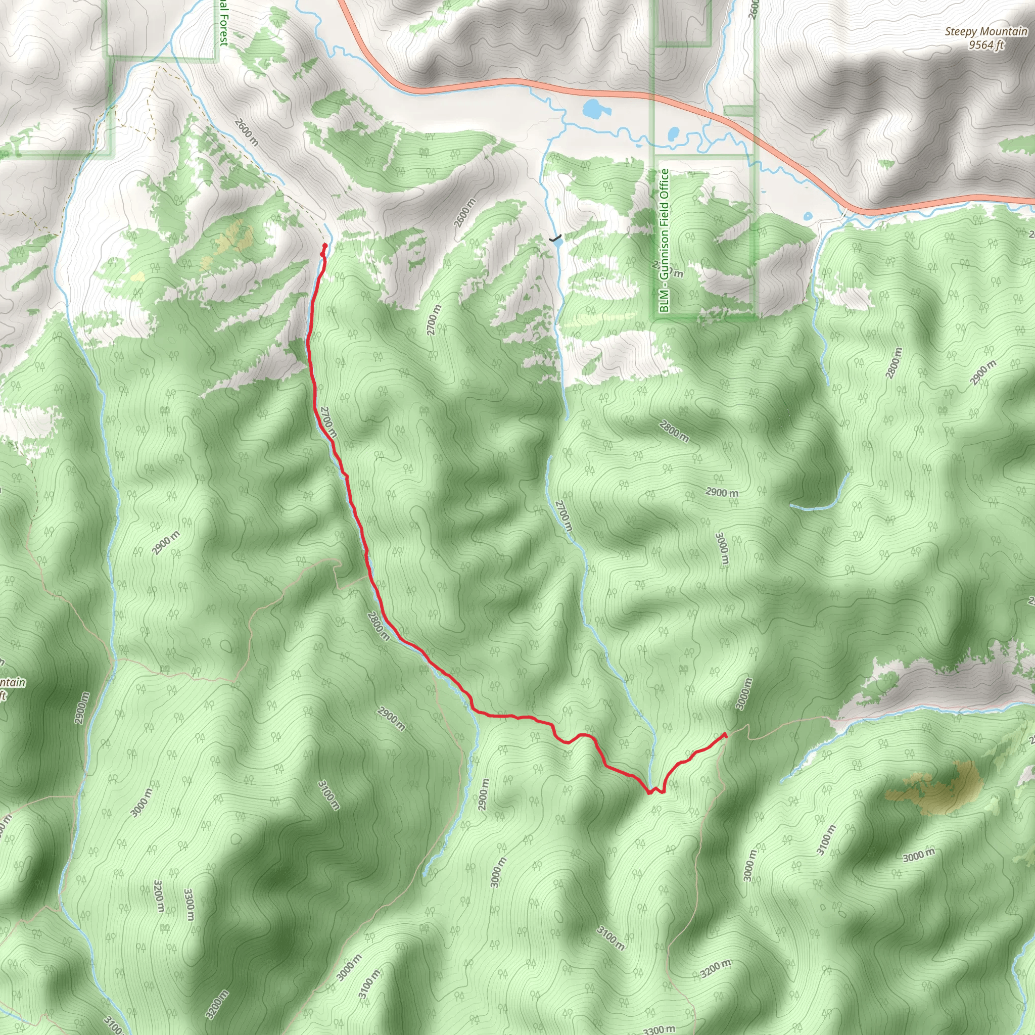Hicks Gulch Trail mobile static map