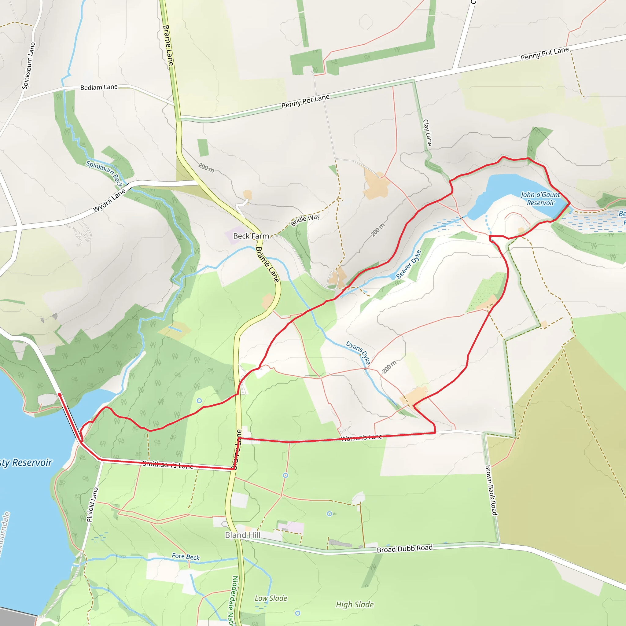 Dales Way Link and John o' Gaunt Reservoir mobile static map