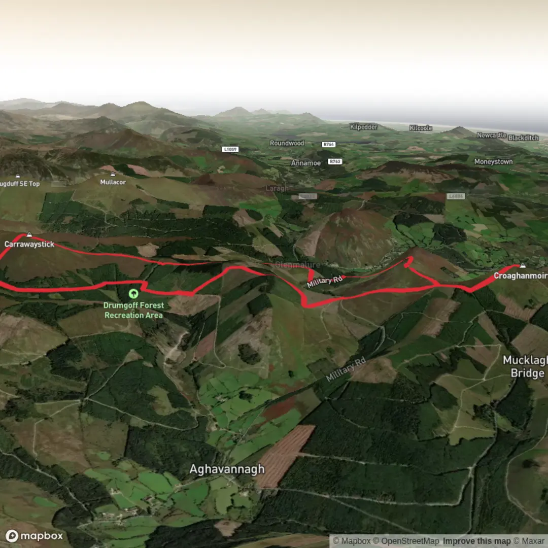 An image depicting the trail From Drumgoff Bridge and its surrounding area.