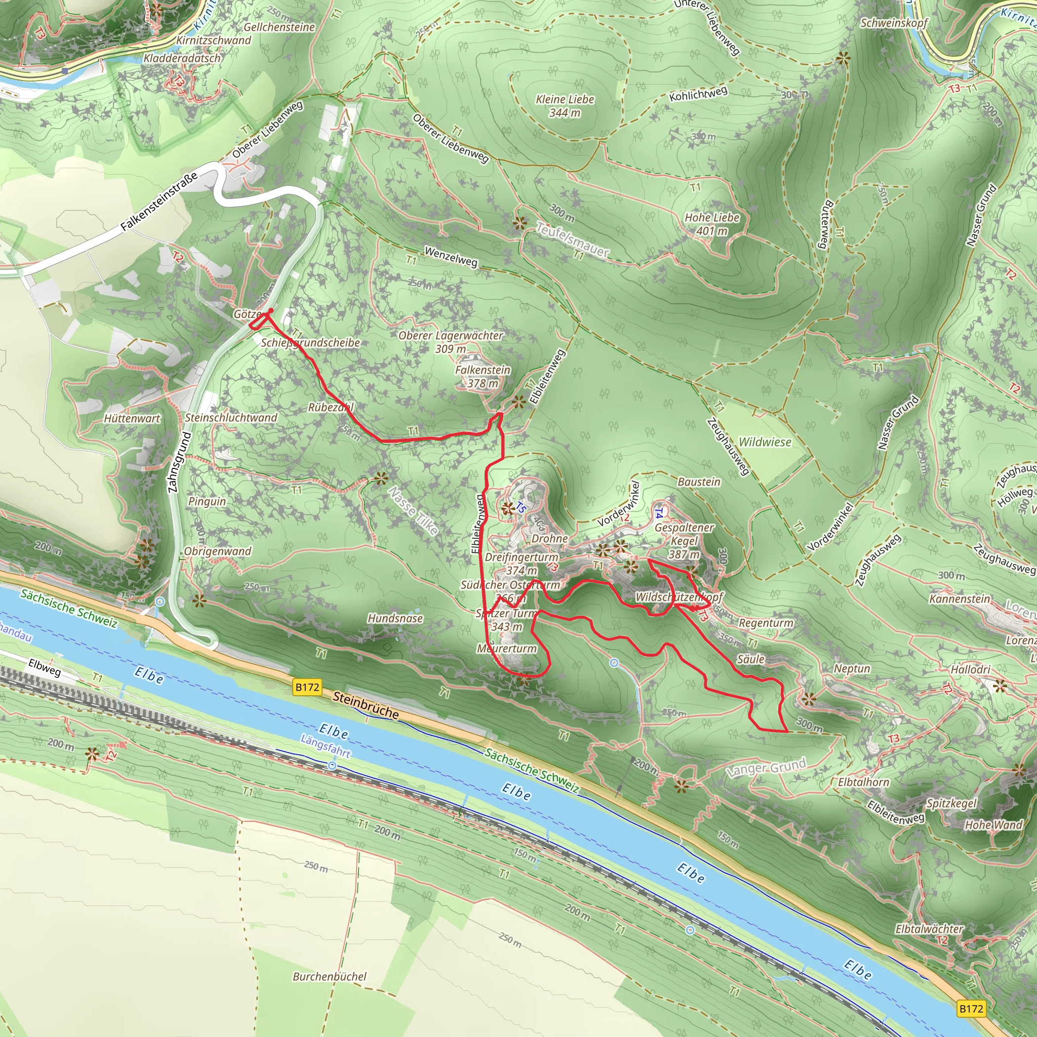 Malerweg and Postelwitz - Zeughaus mobile static map