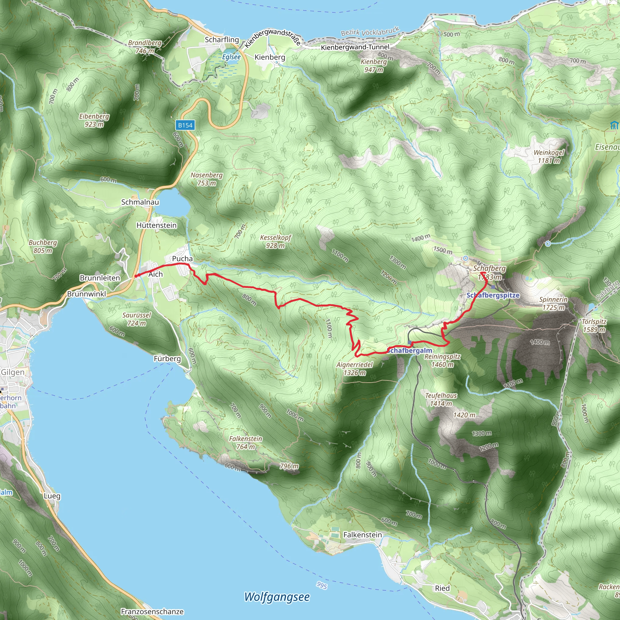 Winkl to Mount Schafberg - Sheepmountain mobile static map