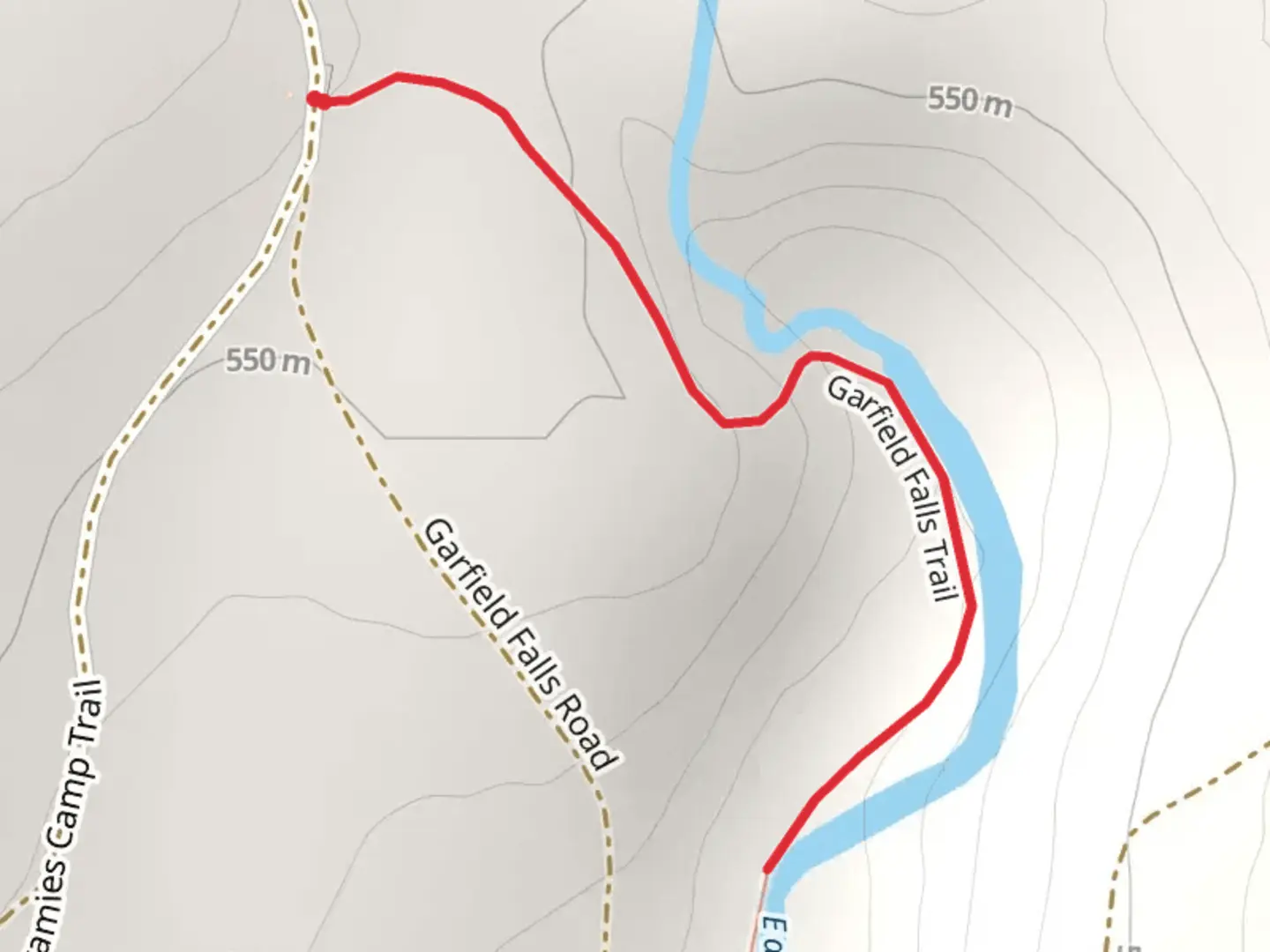 An image depicting the trail Garfield Falls Trail and its surrounding area.