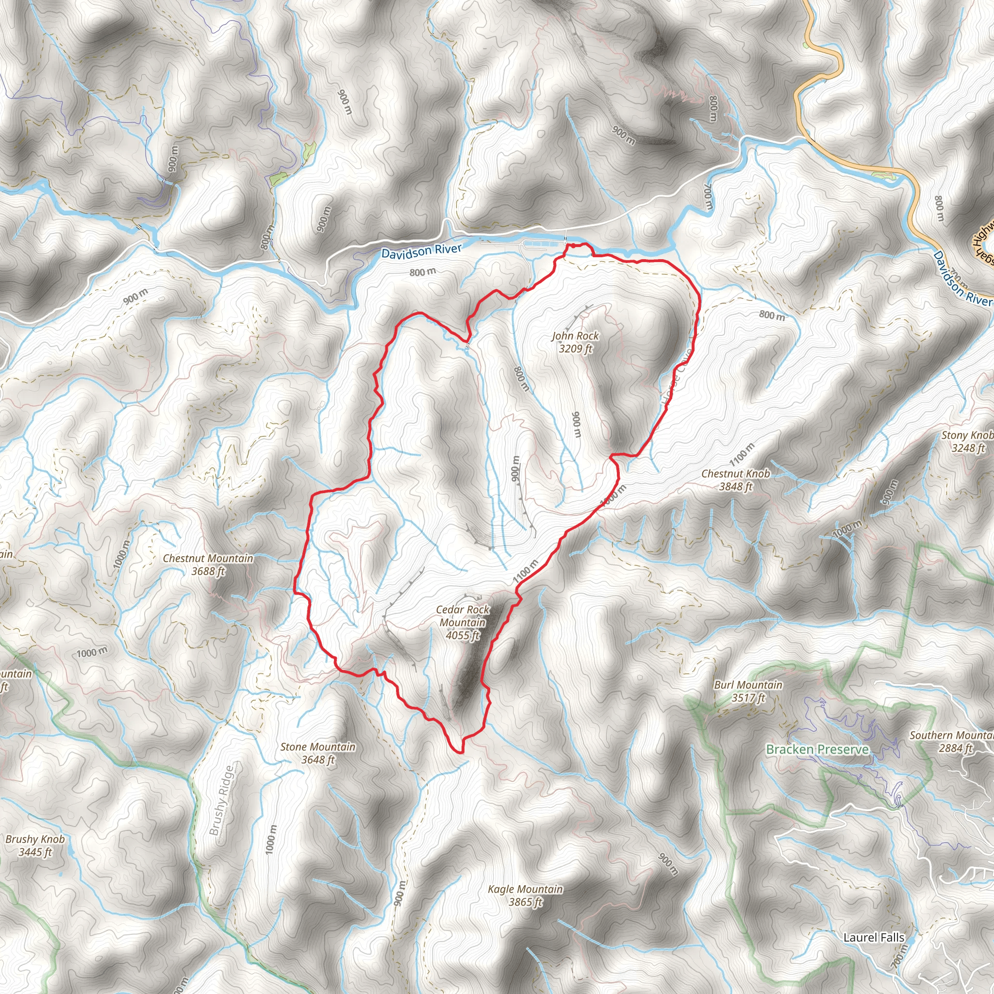 Cat Gap - Butter Gap - Art Loeb Loop Trail mobile static map