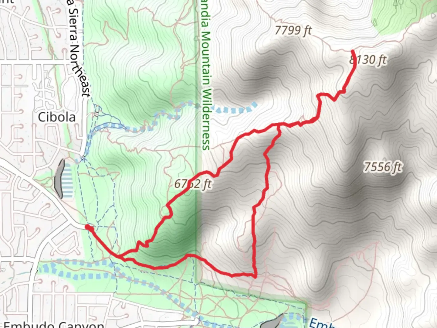 An image depicting the trail White Wash Loop and its surrounding area.