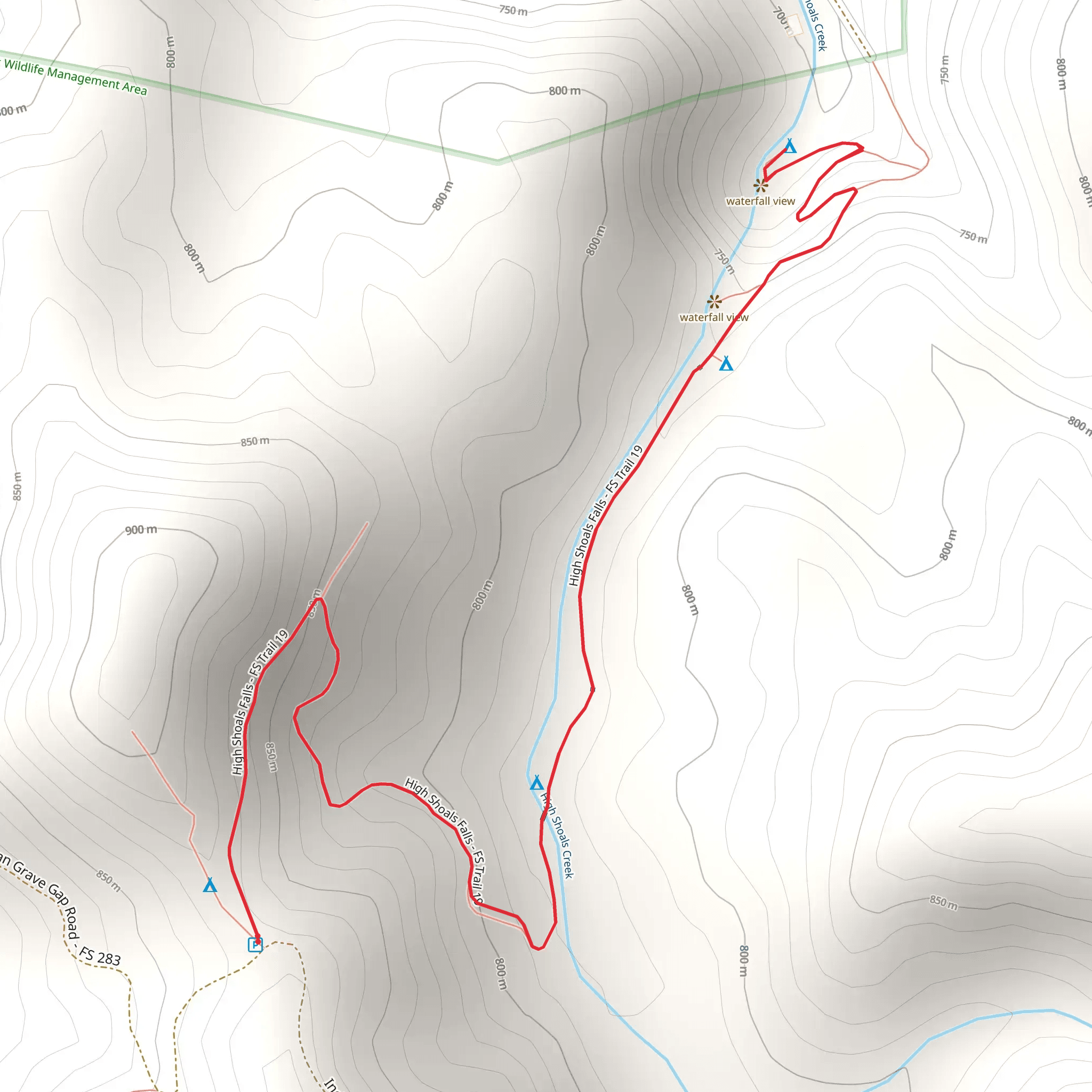 High Shoals Falls from Indian Grave Gap Road mobile static map