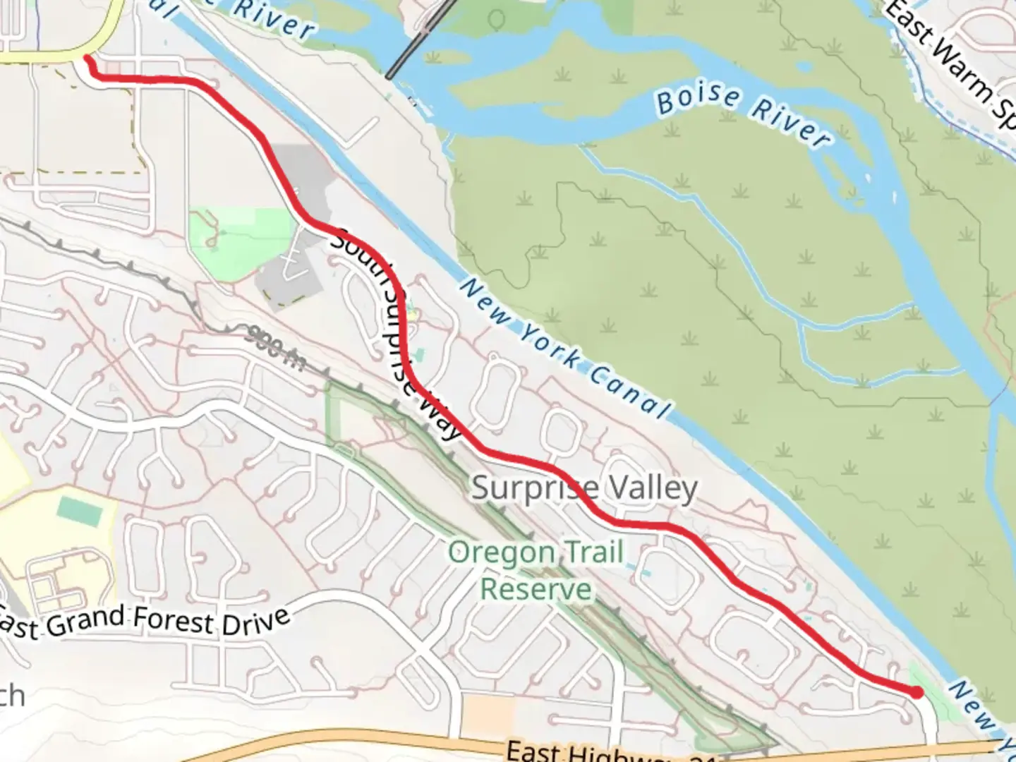An image depicting the trail Walk beside South Surprise Way - Barber Observation Point and its surrounding area.