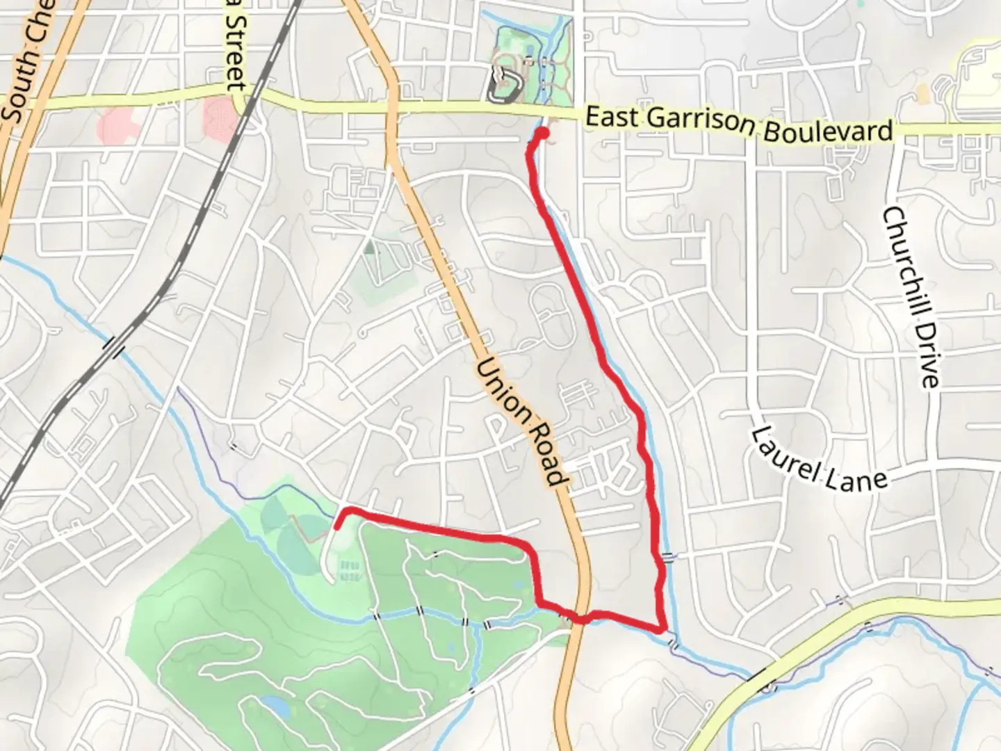 An image depicting the trail Avon and Catawba Creeks Greenway and its surrounding area.