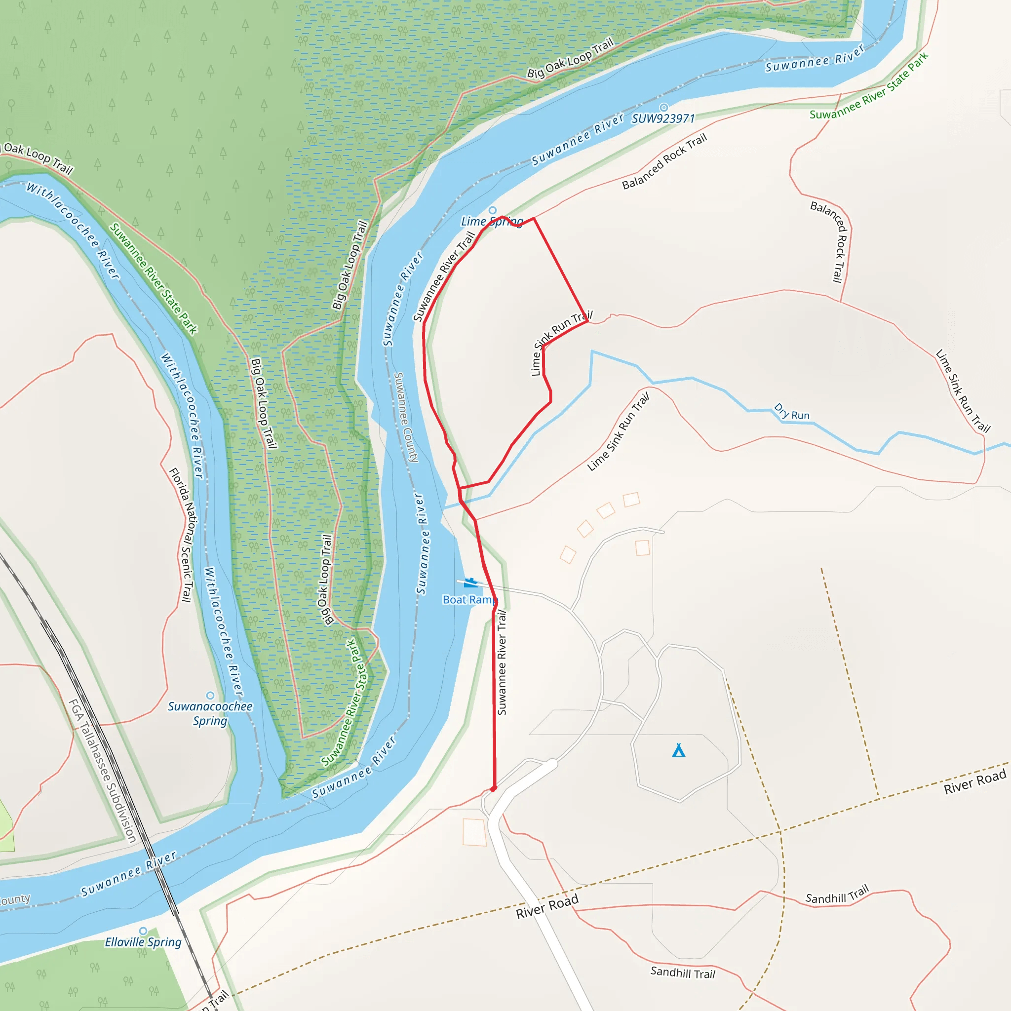 Suwannee River Loop Trail mobile static map