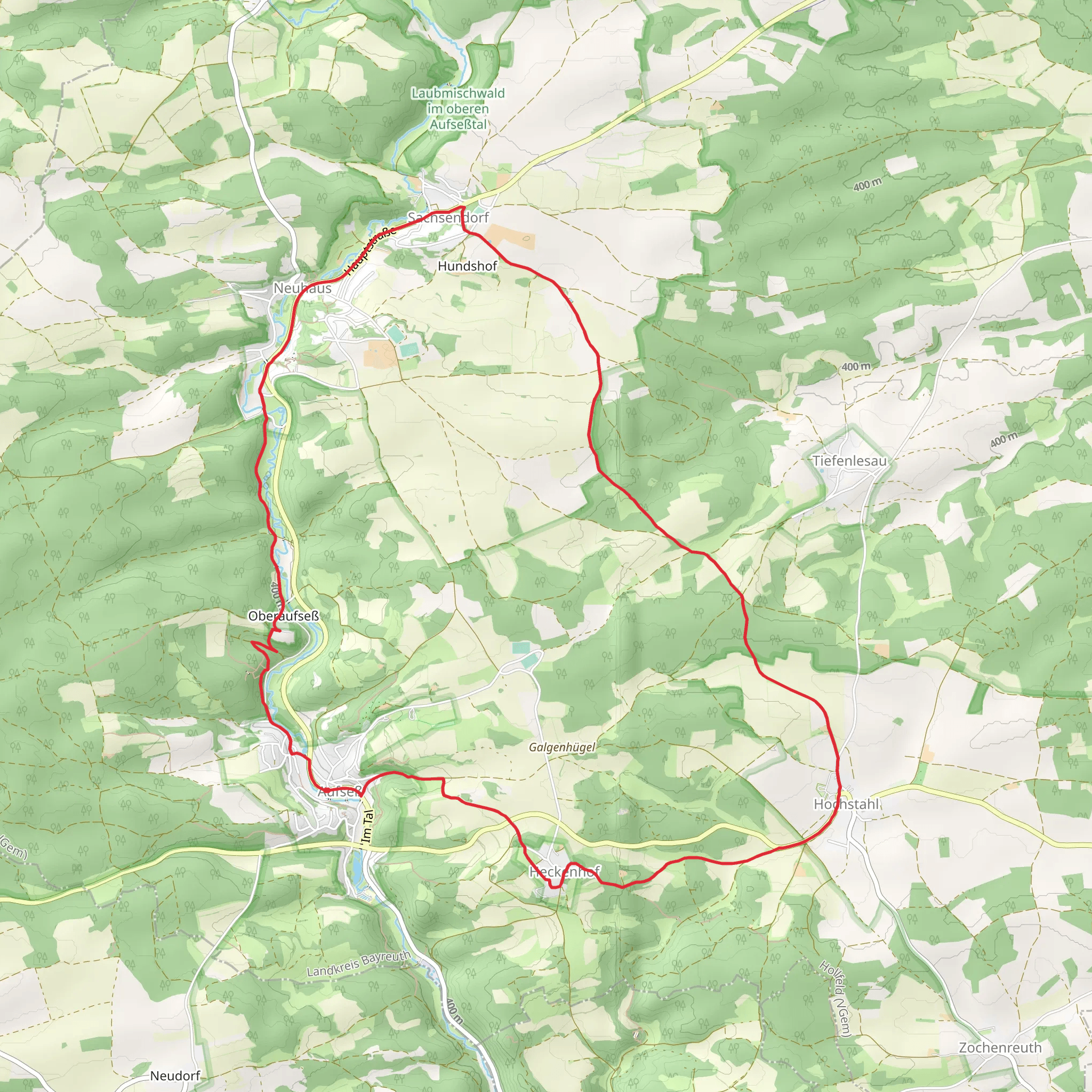 Aufseß, Neuhaus and Galeriefelsen Loop via Brauereienweg Aufseß mobile static map