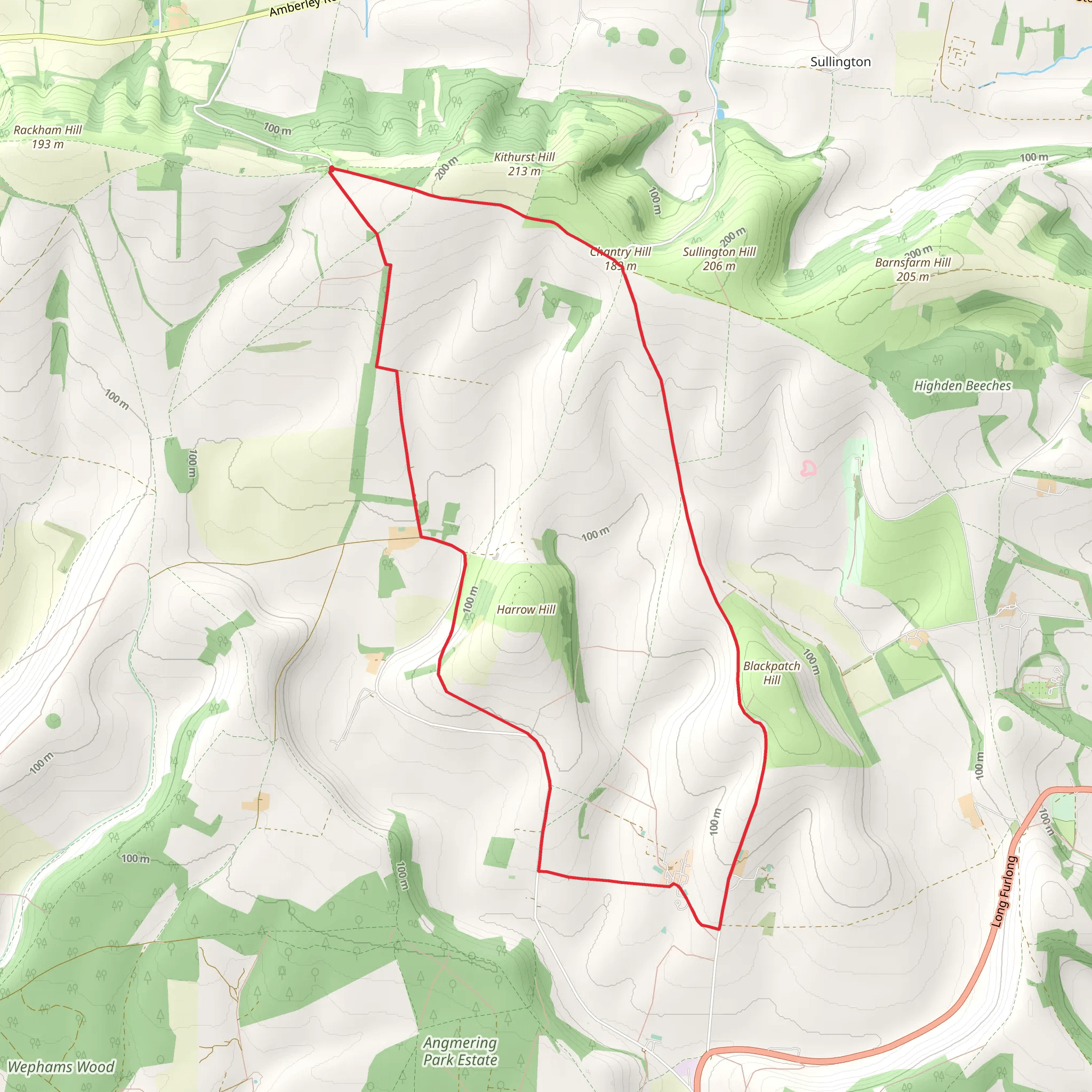 Blackpatch Hill and Harrow Hill from near Storrington mobile static map