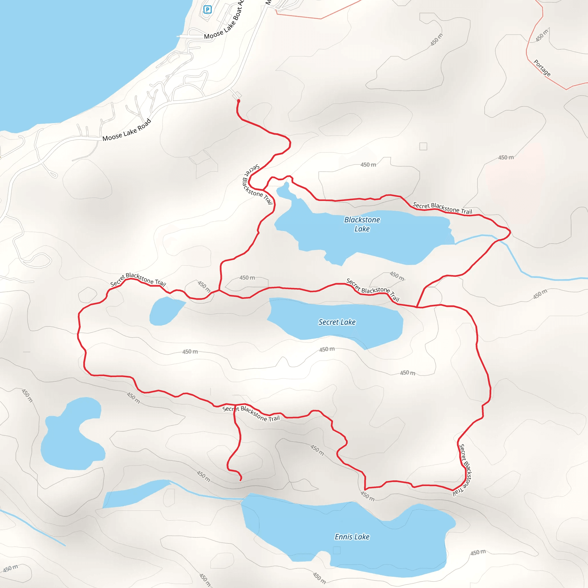 Secret Lake and Blackstone Lake Loop mobile static map