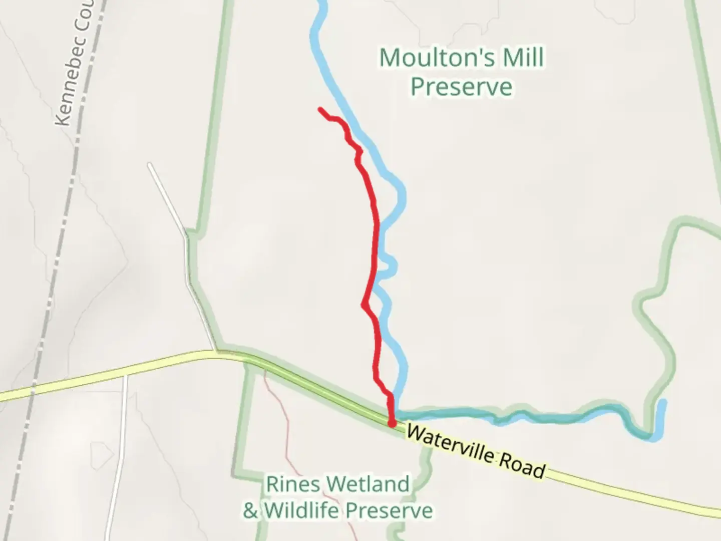 An image depicting the trail Twenty Five Stream Trail via Waterville Road and its surrounding area.