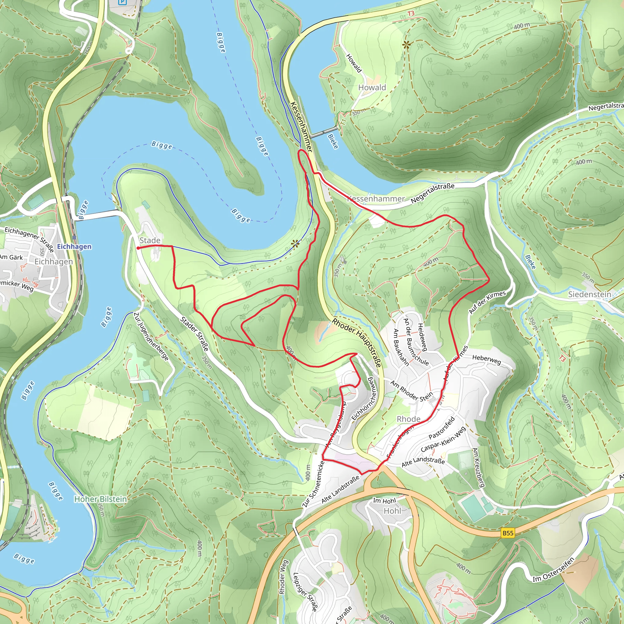 Bigge via Bigge-Lister Weg mobile static map