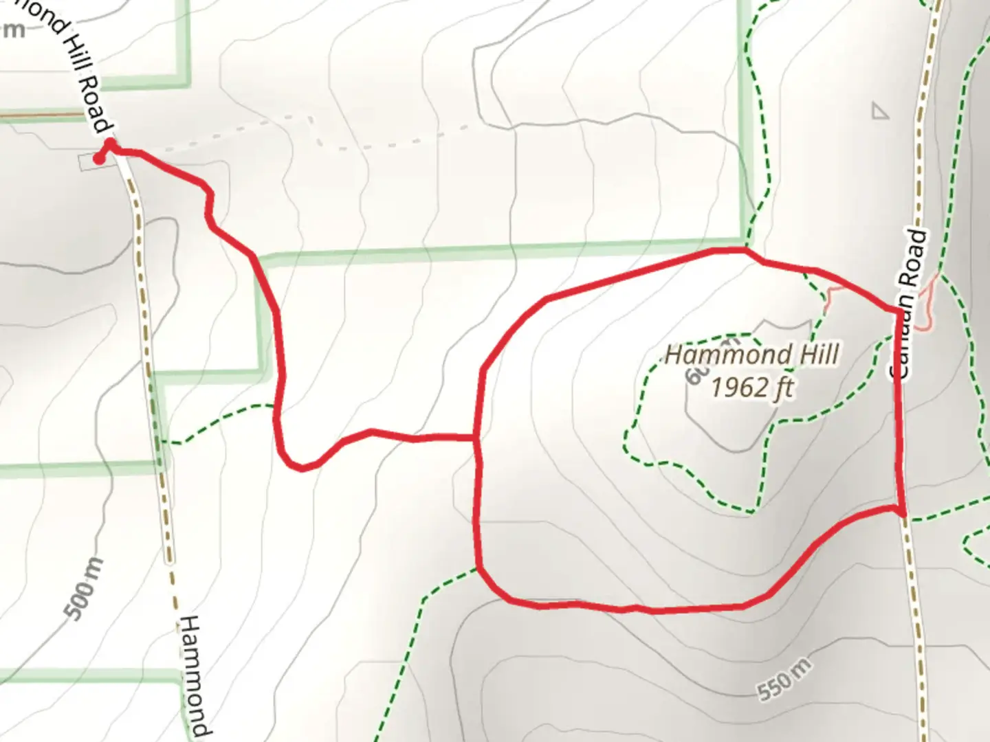 An image depicting the trail Around Hammond Hill and its surrounding area.