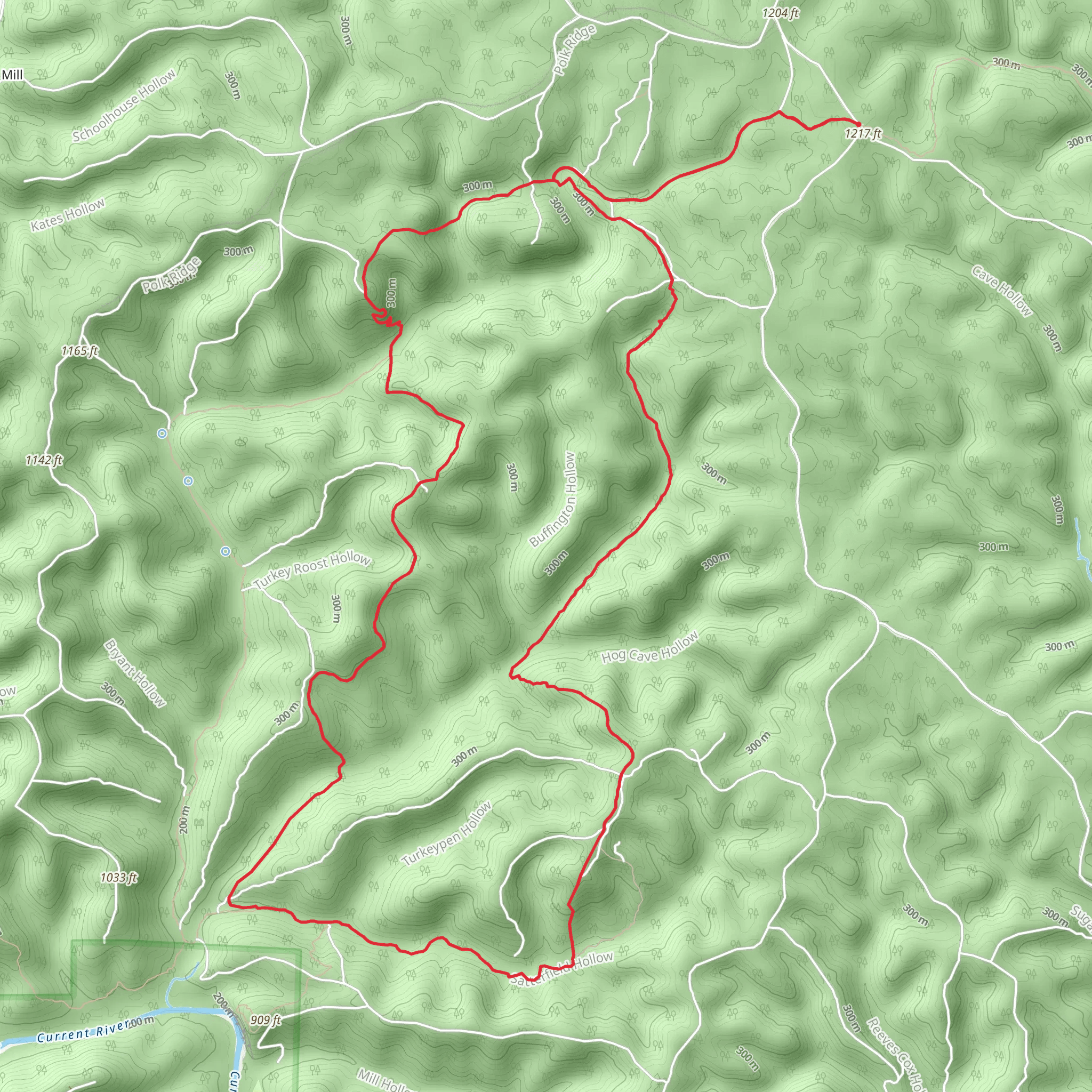 Ozark Trail - Upper Current section Loop mobile static map