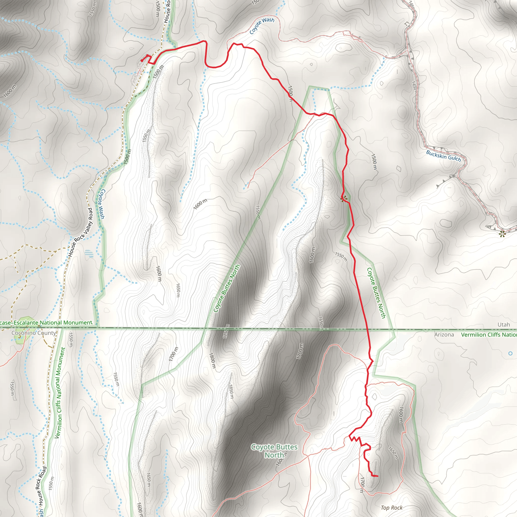 The Wave Trail via Wire Pass mobile static map