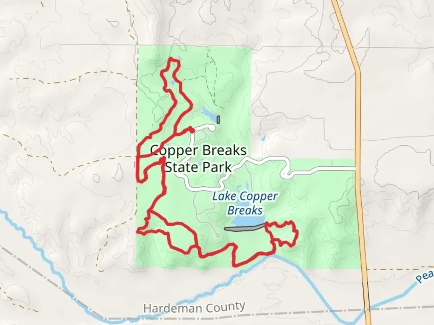 An image depicting the trail Equestrian Trail, Bull Canyon Short and River Run Trail and its surrounding area.