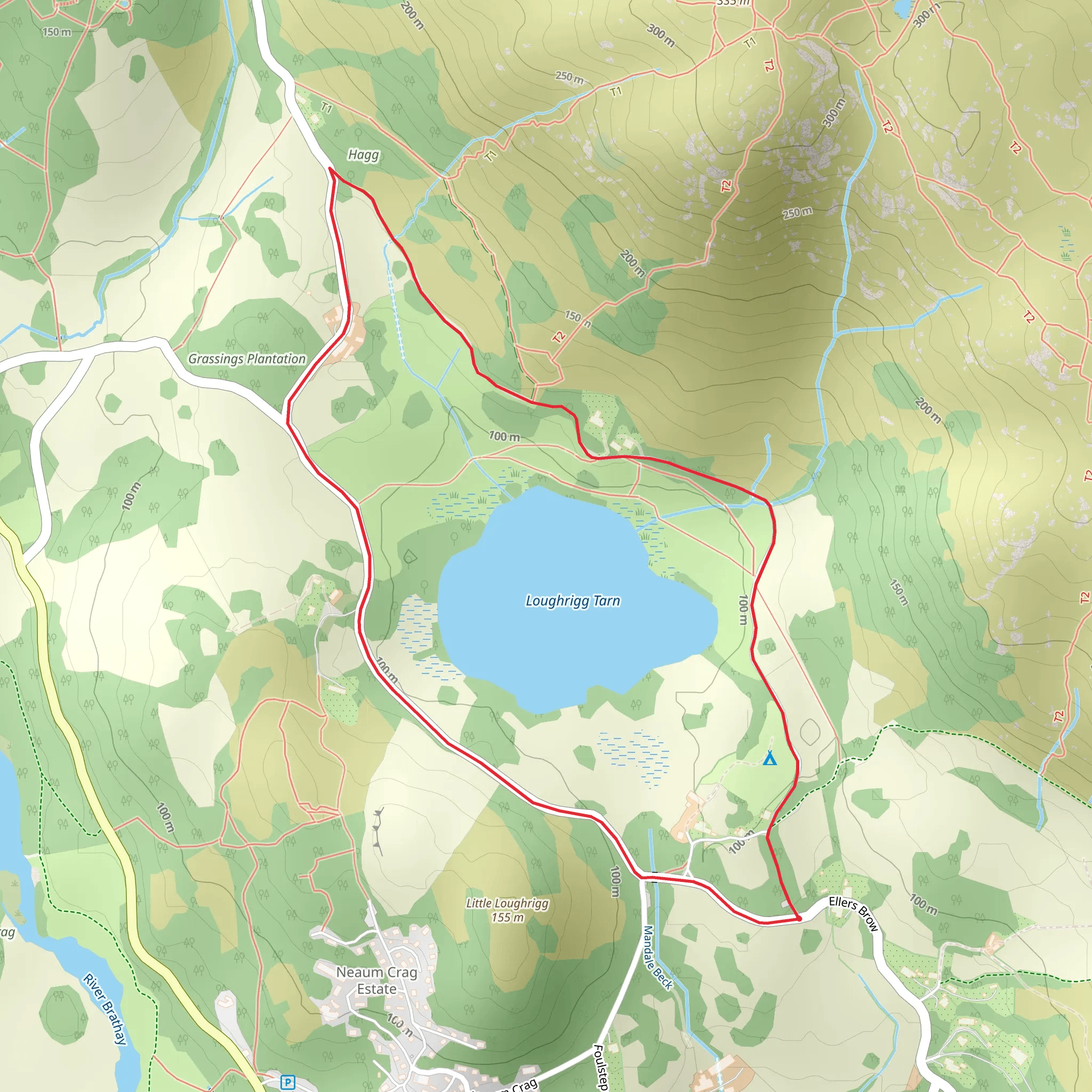 Loughrigg Tarn Loop from Tarn Foot Farm mobile static map