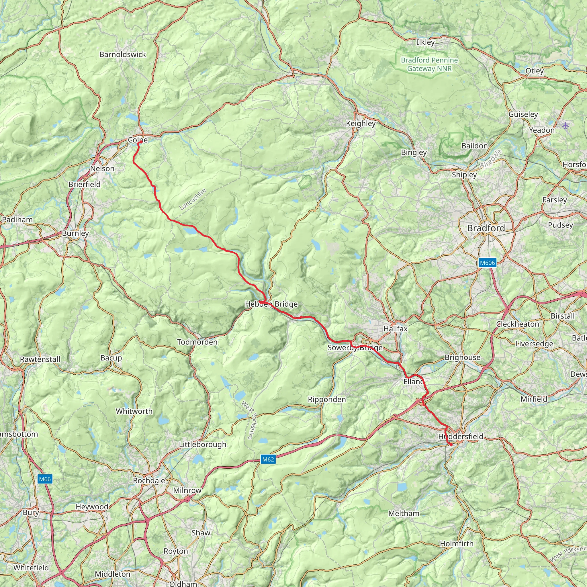 Colne to Huddersfield Walk mobile static map