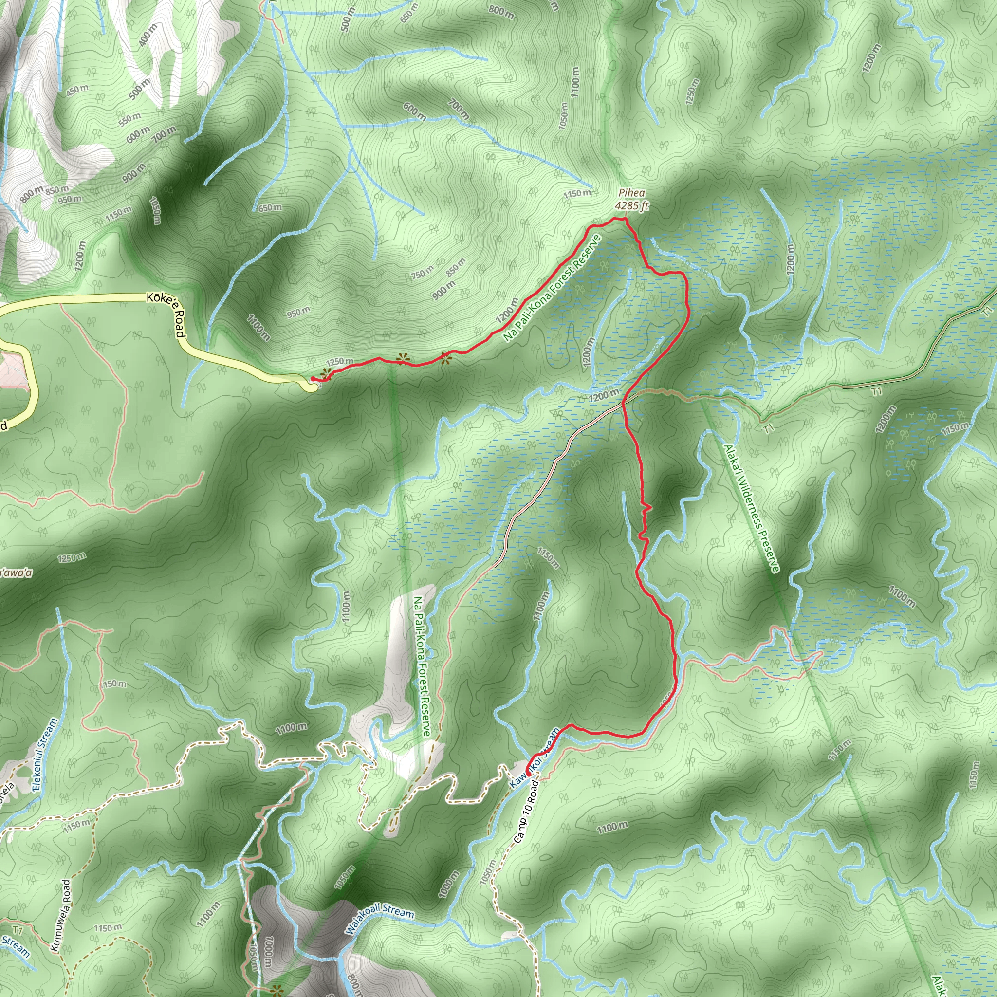 Pihea Trail mobile static map