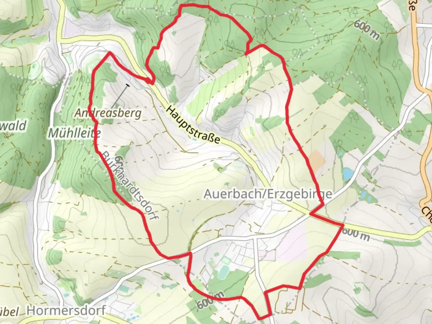 An image depicting the trail Rundweh um Auerbach Loop and its surrounding area.
