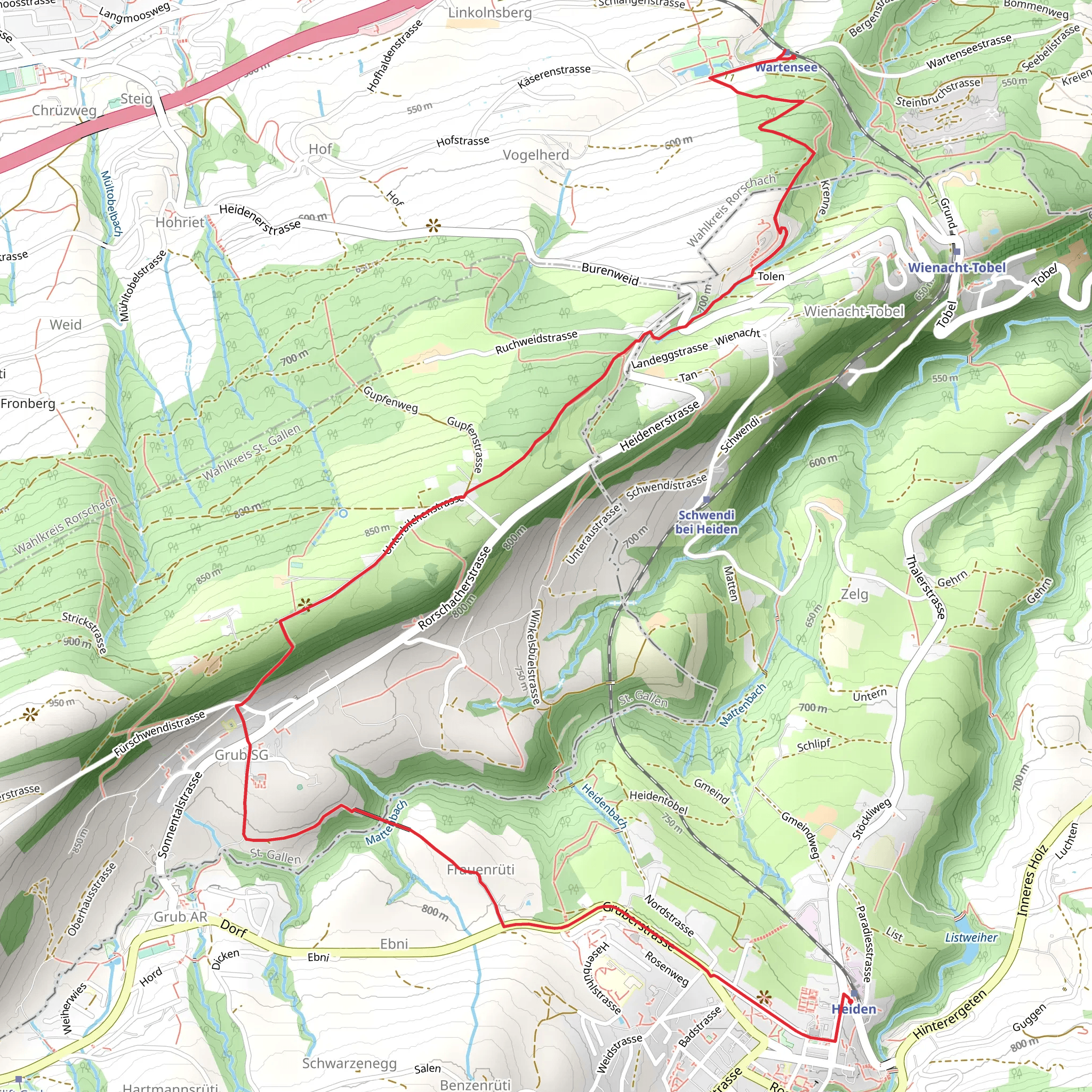 Heiden Circular Trail mobile static map