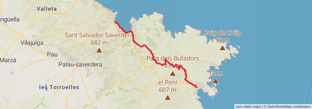 GR 92 Sendero del Mediterráneo Cataluña stage 2 Map