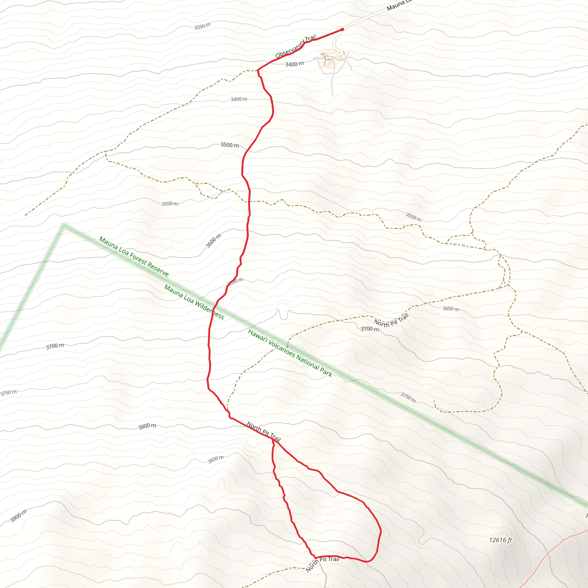 North Pit Trail via Observatory Trail mobile static map