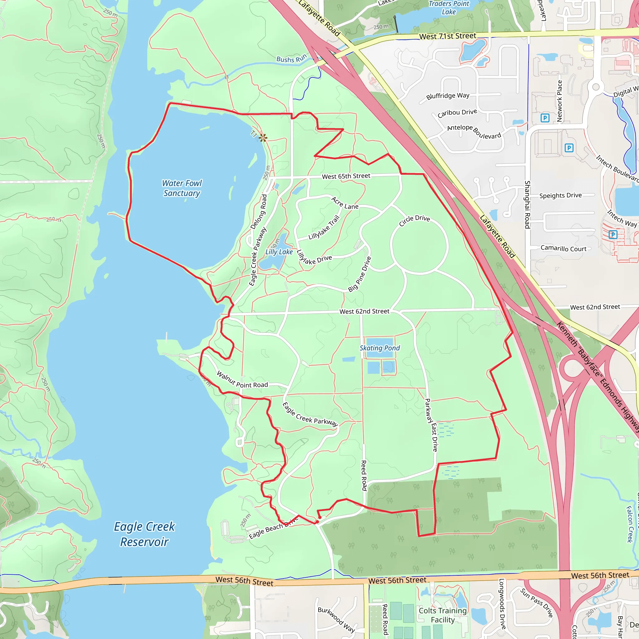 Water Fowl Sanctuary via Red Trail mobile static map