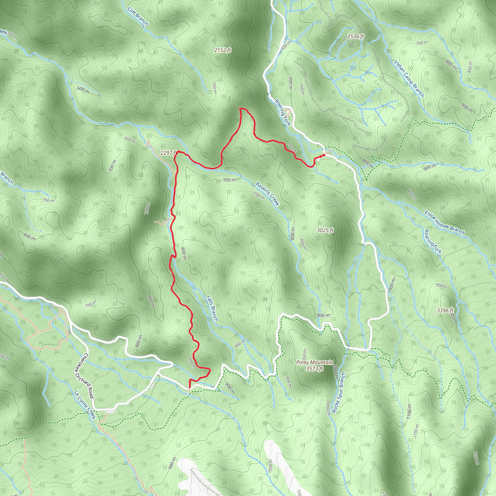Baskins Creek Trail mobile static map
