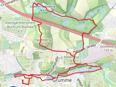 Kaiserauenteich and Unterer Stemberg Teich via Balken Grumme Castrop and Rund um Bochum