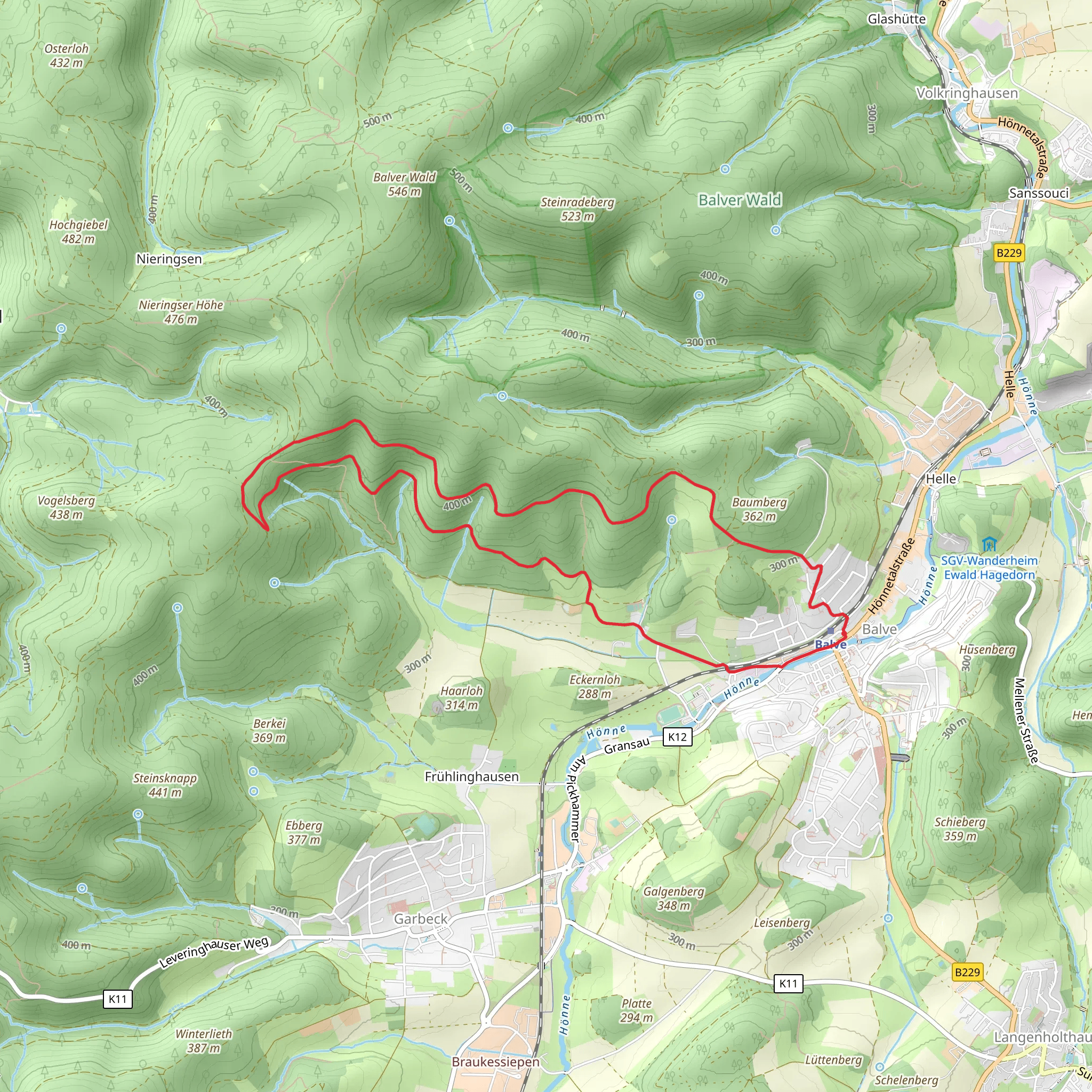Balve Rundweg Loop mobile static map