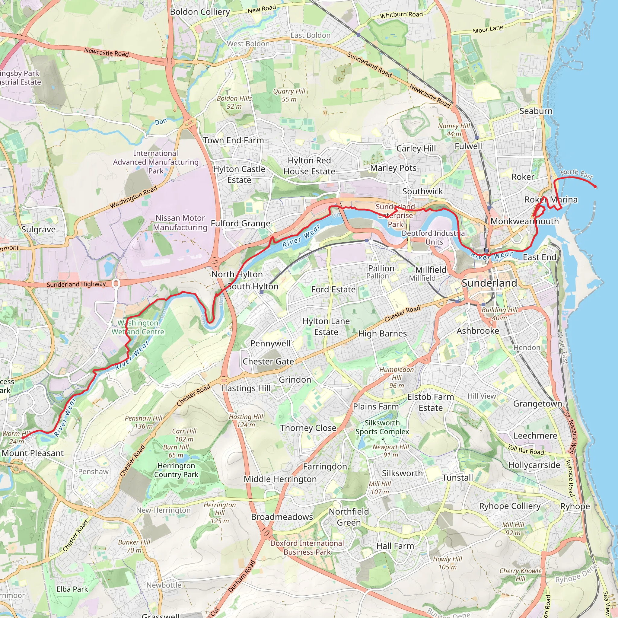 River Wear Trail mobile static map