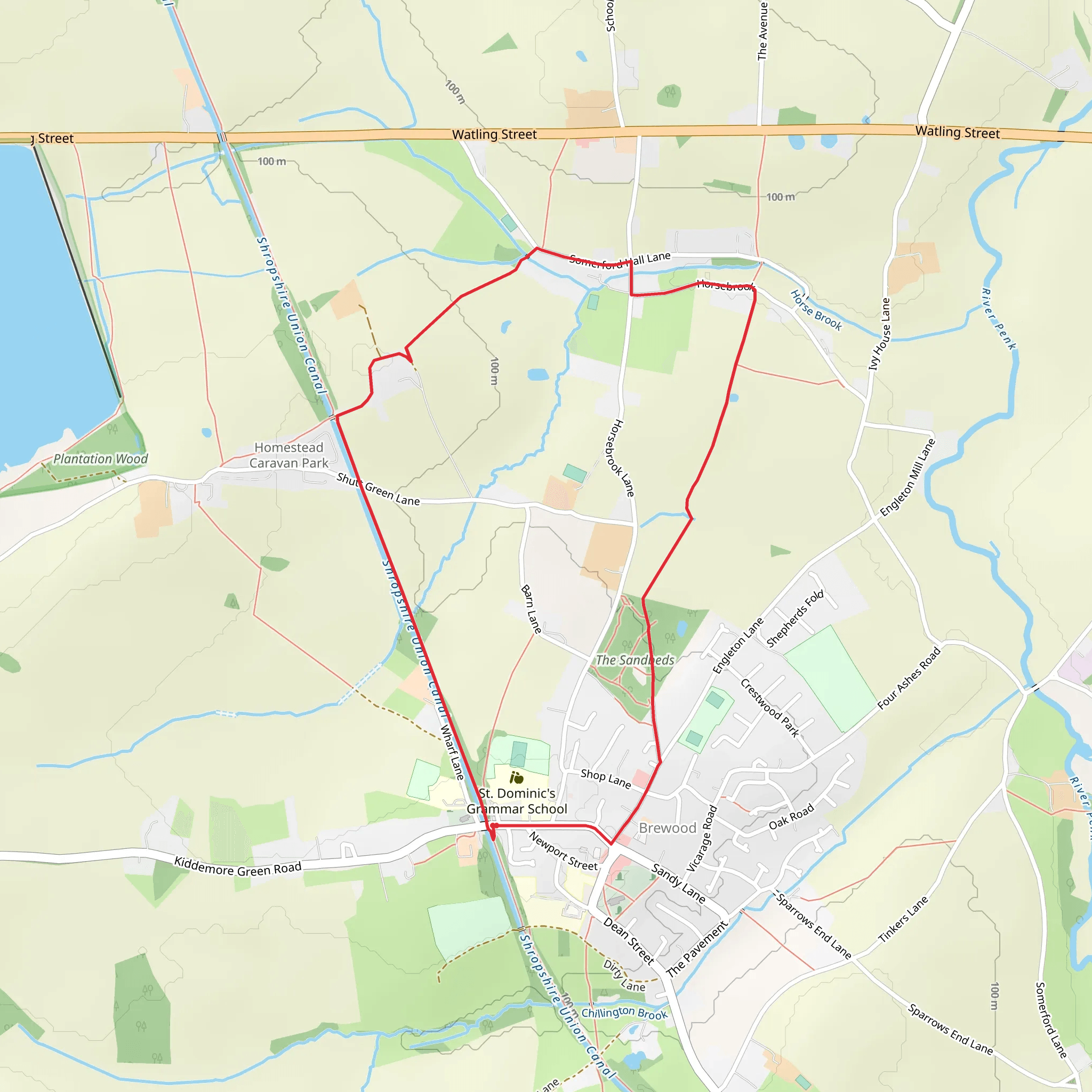 Brewood Short Loop mobile static map