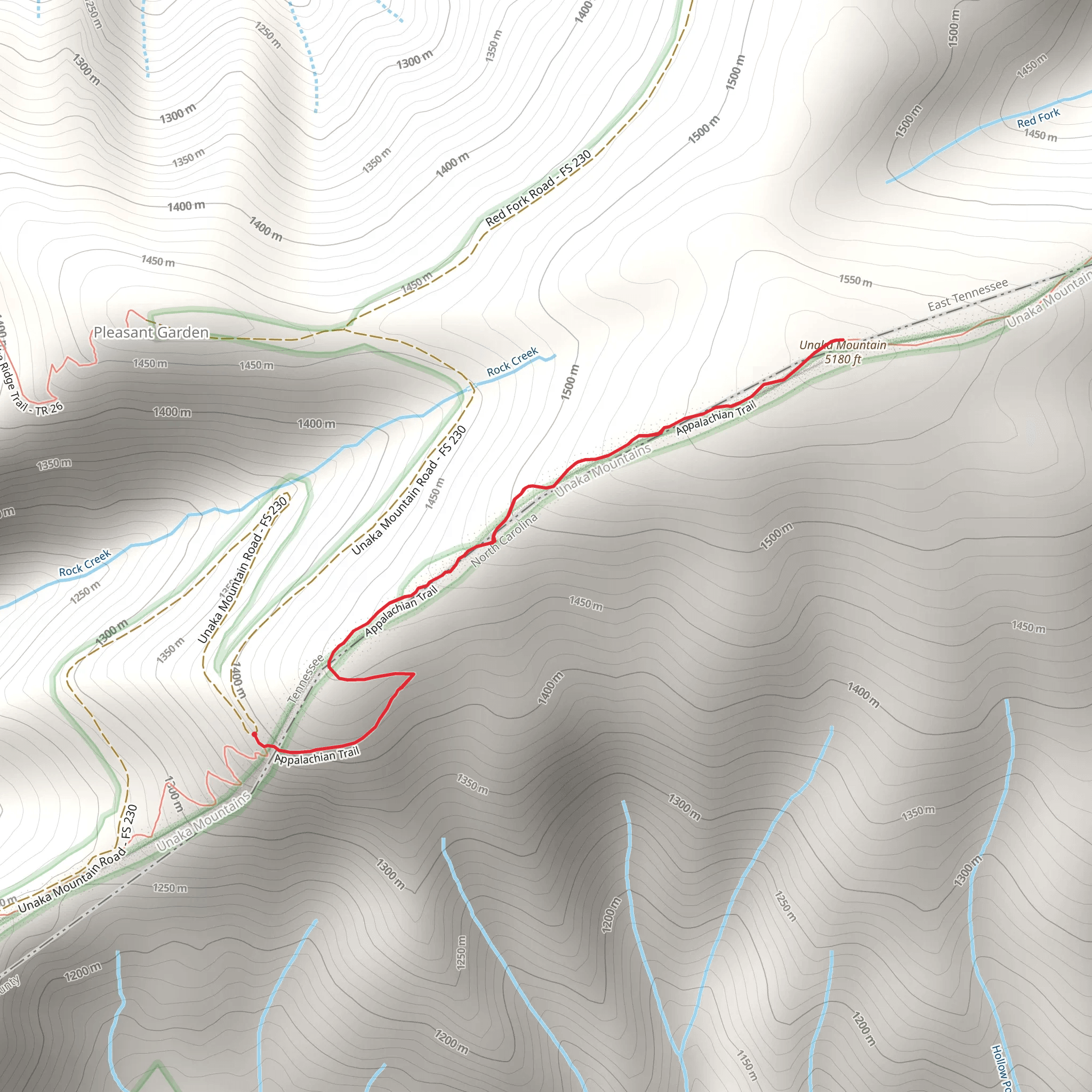Unaka Mountain via Appalachian Trail mobile static map