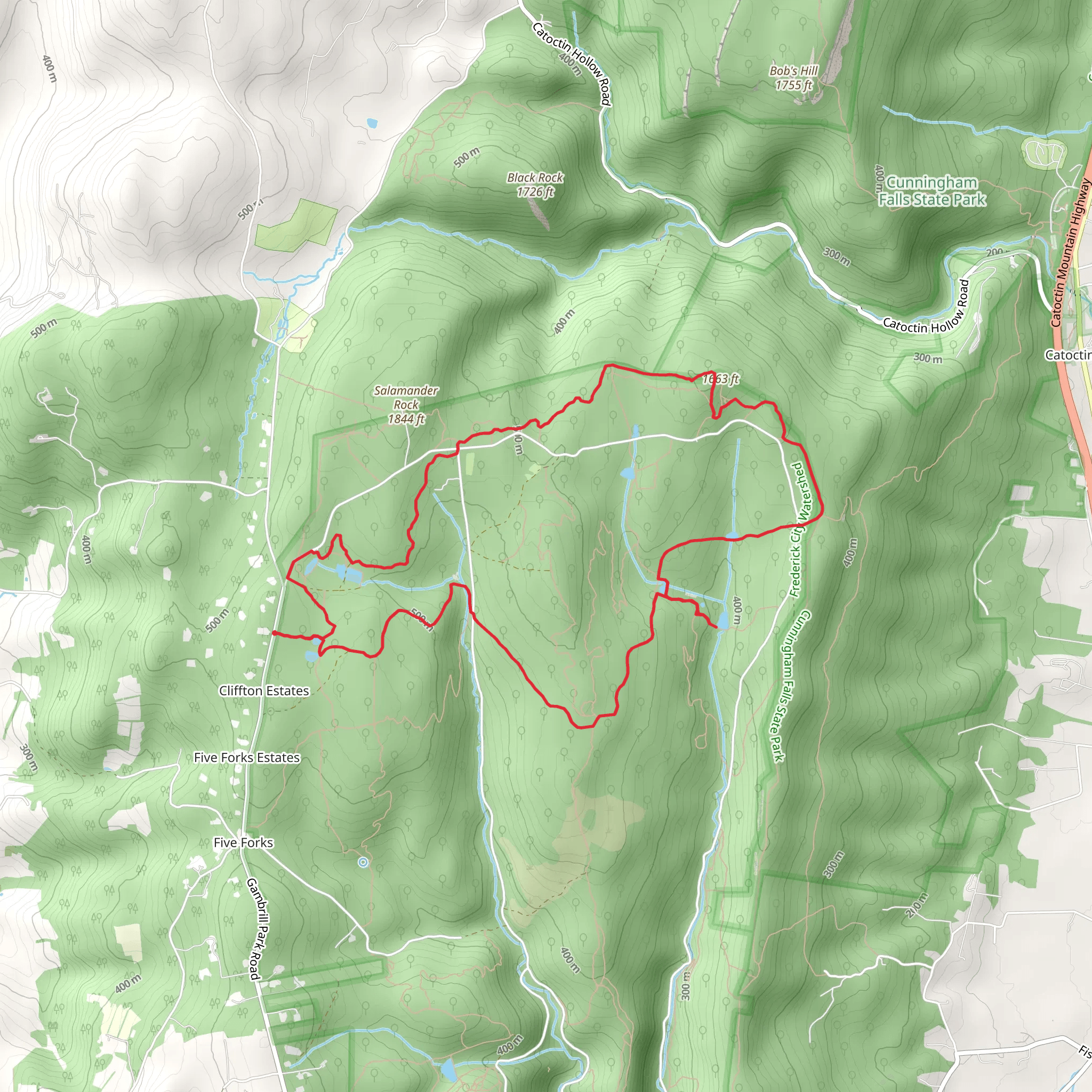 Sand Flats, Salamander and Not Blue Loop Trail mobile static map