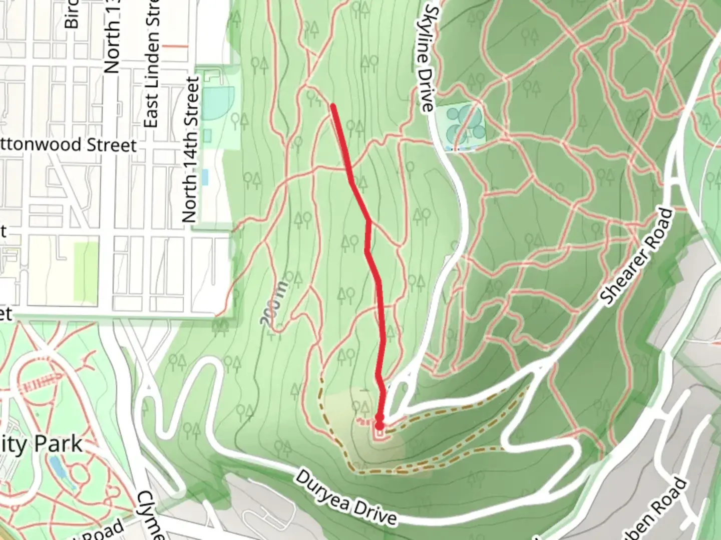 An image depicting the trail White Trail from Skyline Road and its surrounding area.