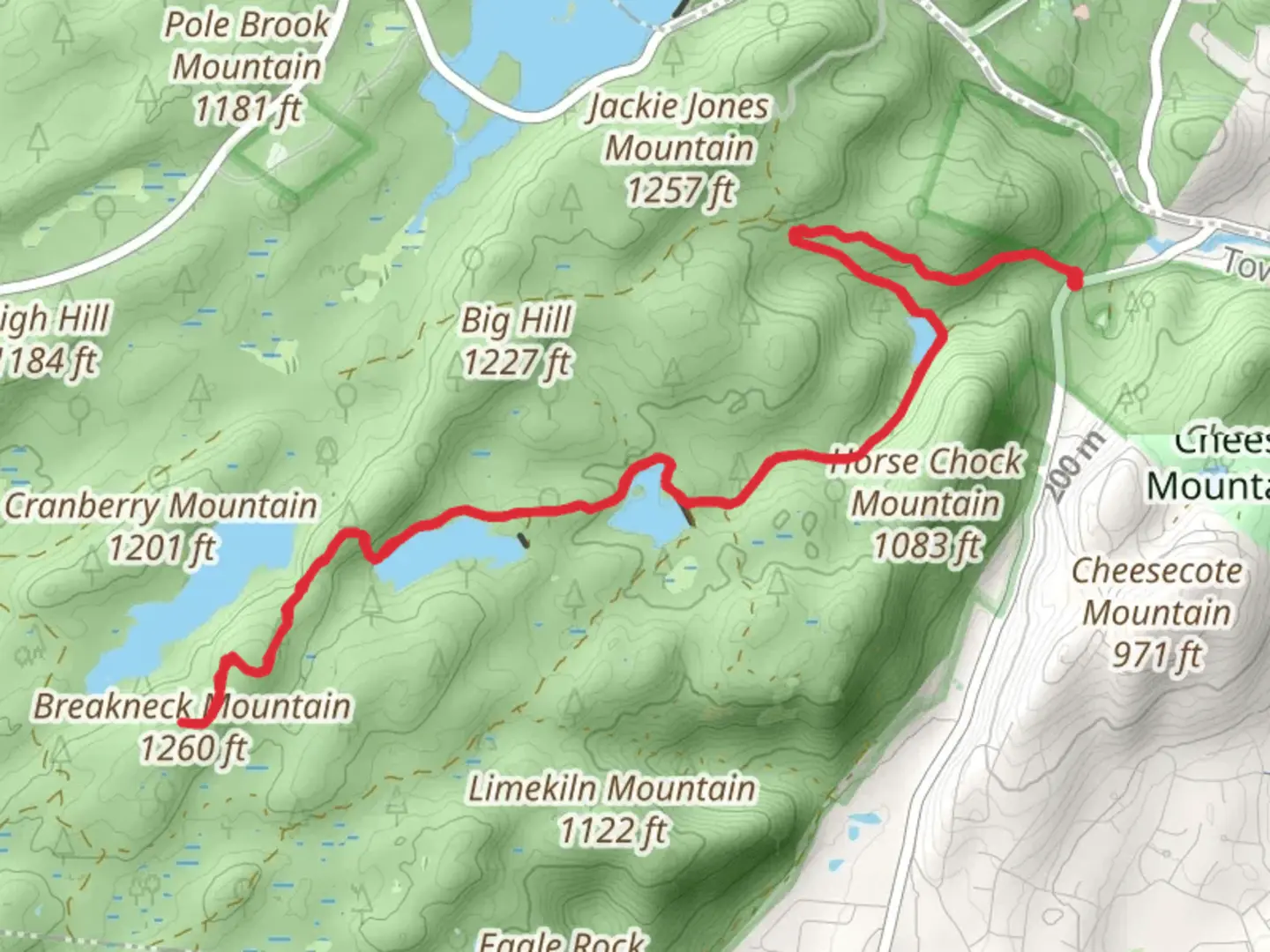 An image depicting the trail First, Second and Third Reservoir from Call Hollow Road and its surrounding area.