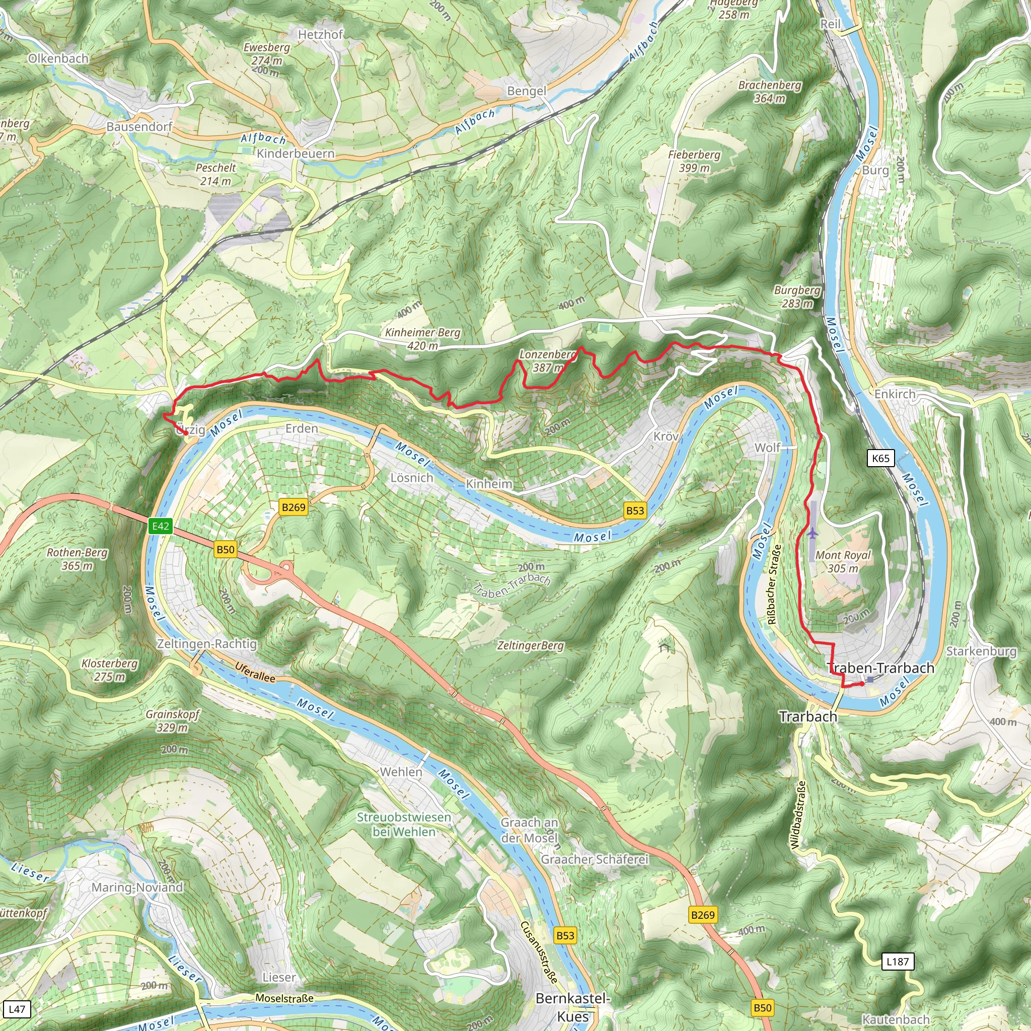 Urzig to Trarbach Walk mobile static map